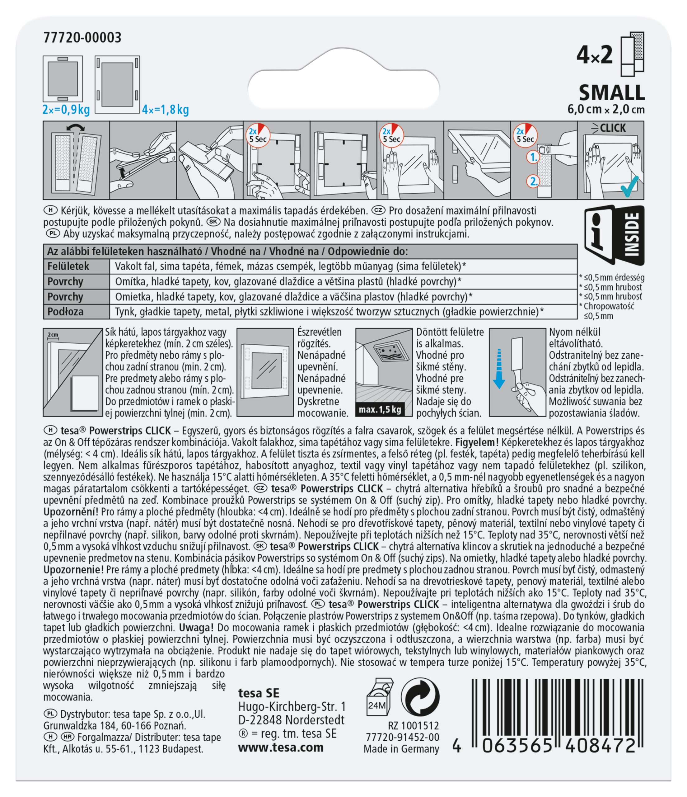 Rzepy powerclick small 1.8 kg 4 sztuki Tesa - 3
