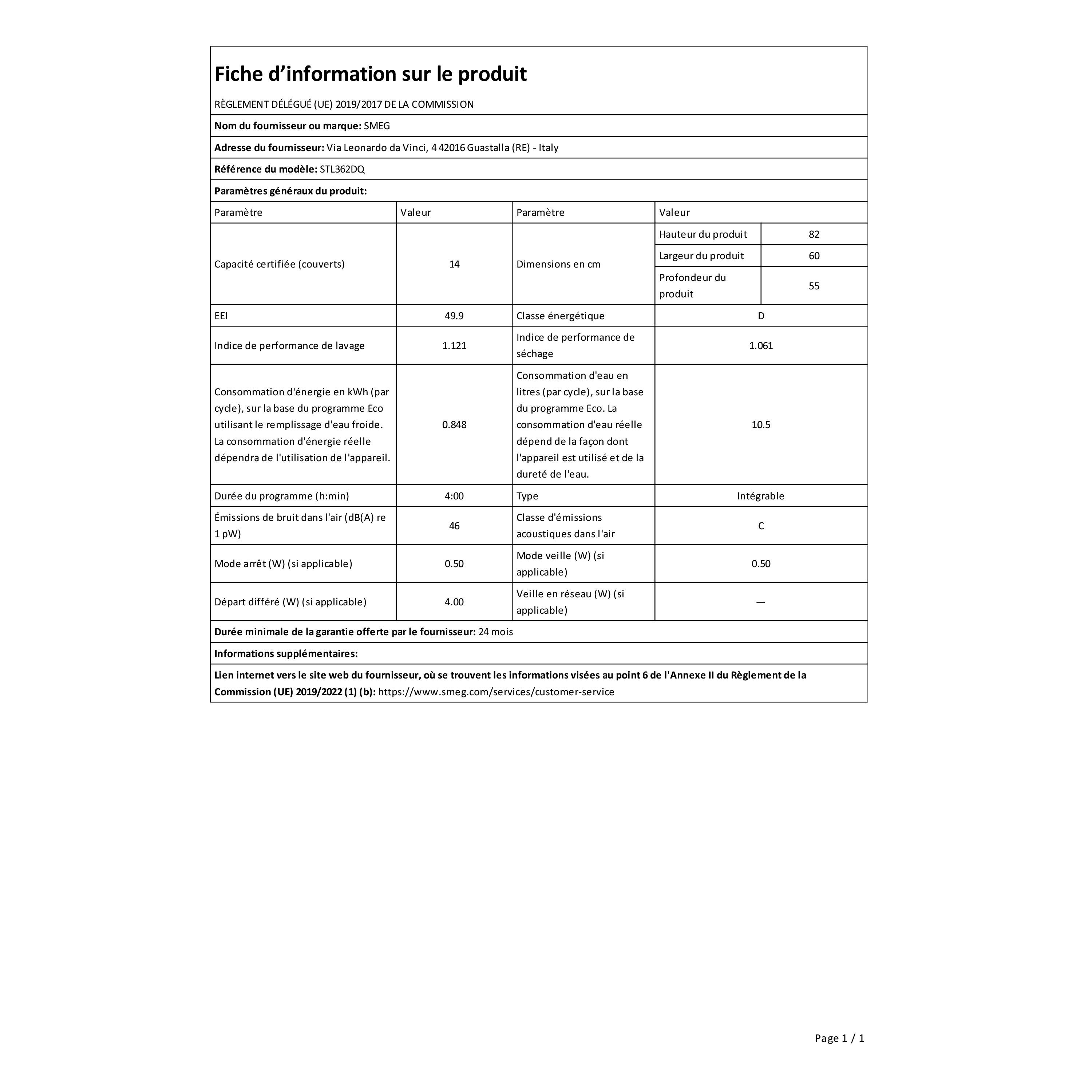 Lave-vaisselle intégrable l.60 cm 14 couverts SMEG STL362DQ - 5