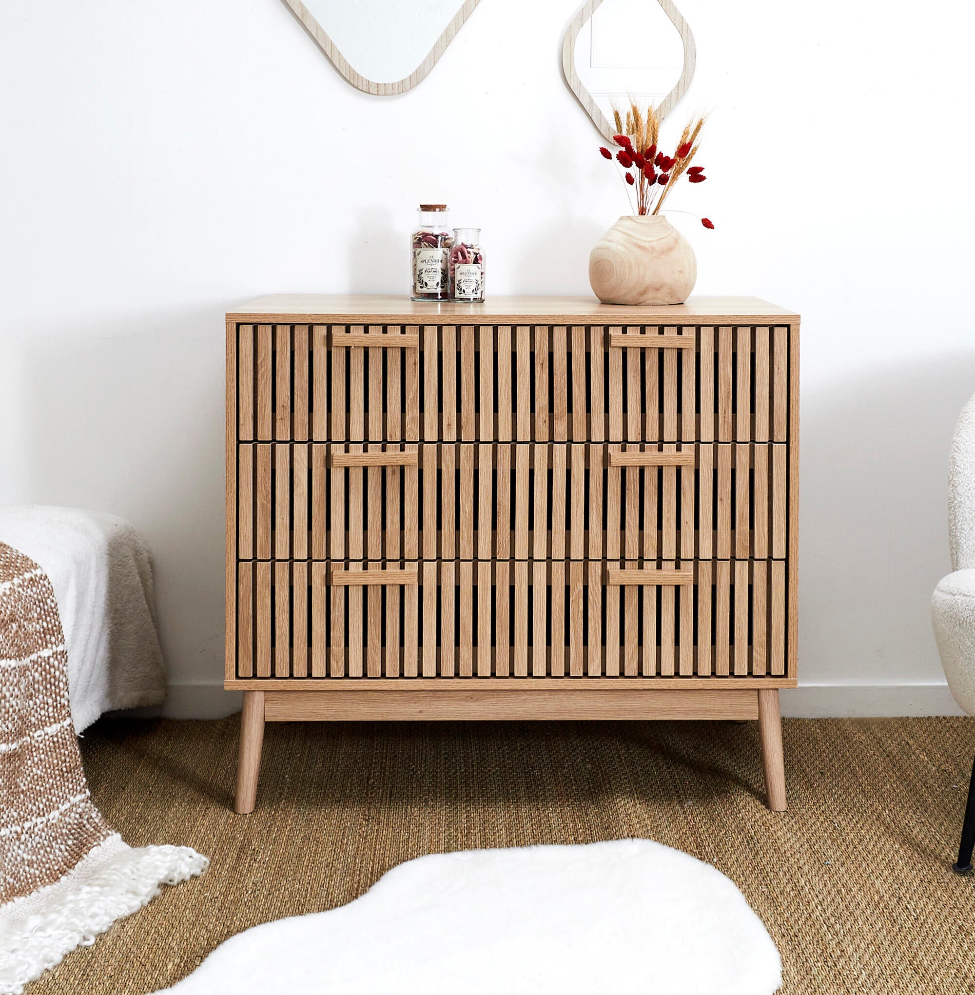 Cómoda Klaus com 3 gavetas castanho 90x49x79cm - 5