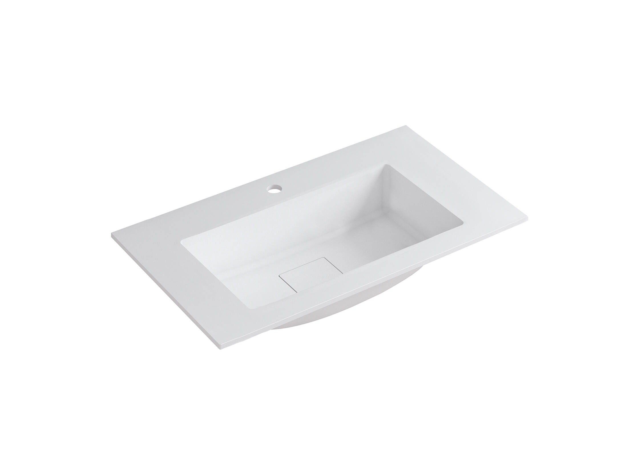 Lavabo a incasso rettangolare vasca centrale L 90.5 x H 15 x P 46 cm in resina bianco opaco