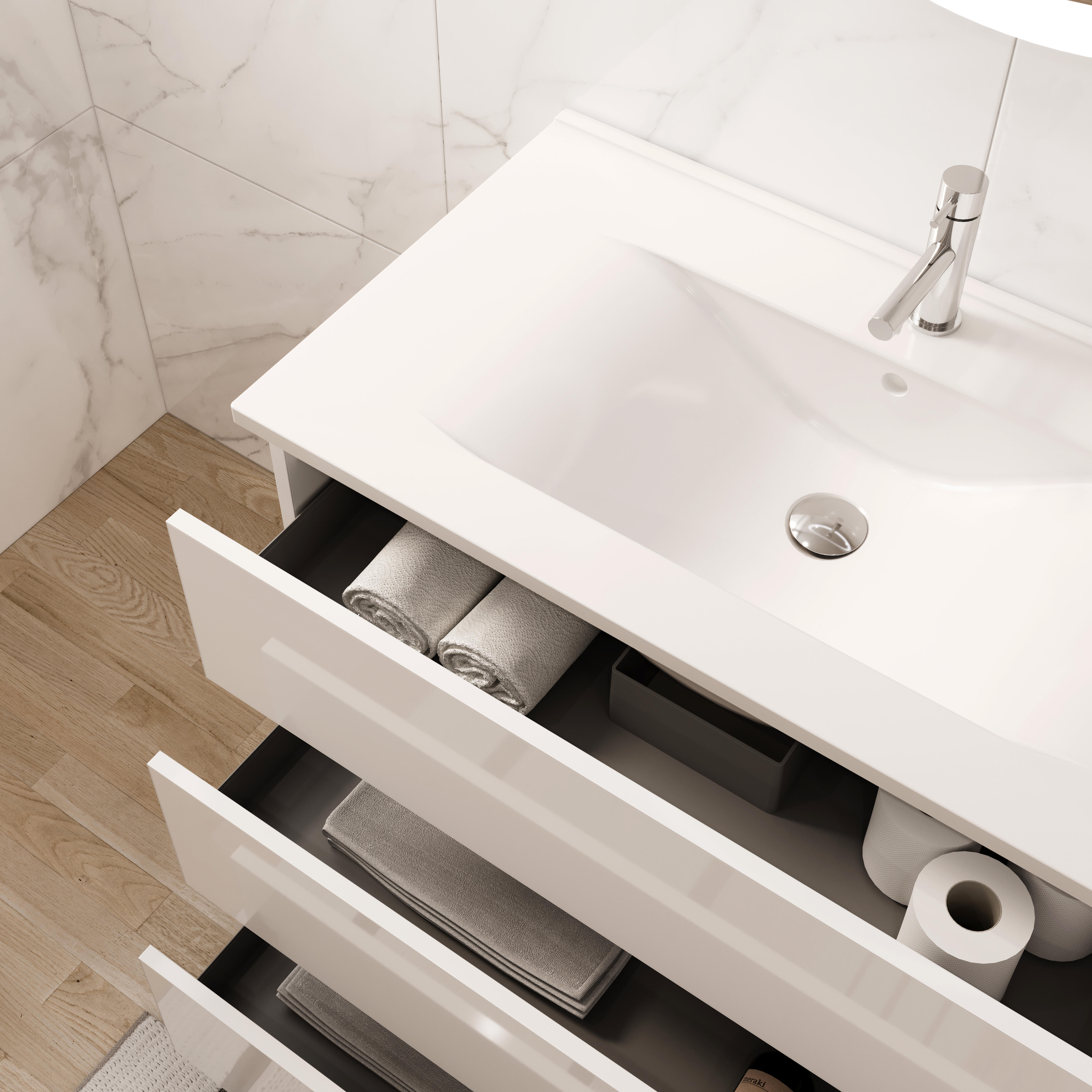 Móvel com lavatório 80cm branco Roomy - 3