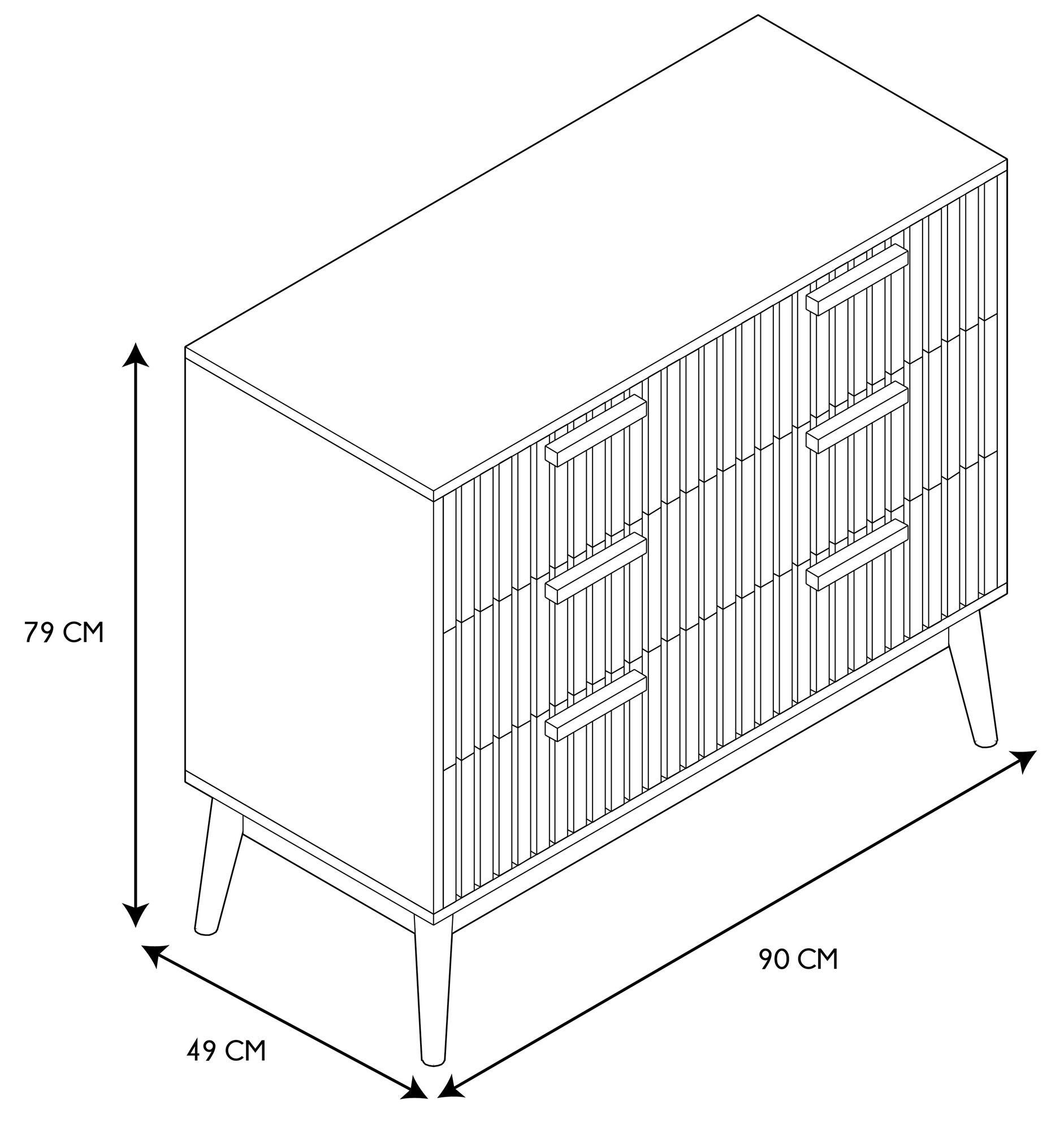 Cómoda Klaus com 3 gavetas castanho 90x49x79cm - 7