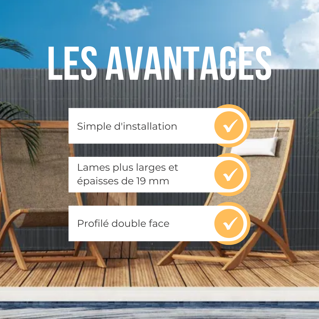 Canisse double face pvc gris anthracite, 50% recyclé, H.1 x L.3 m - 2