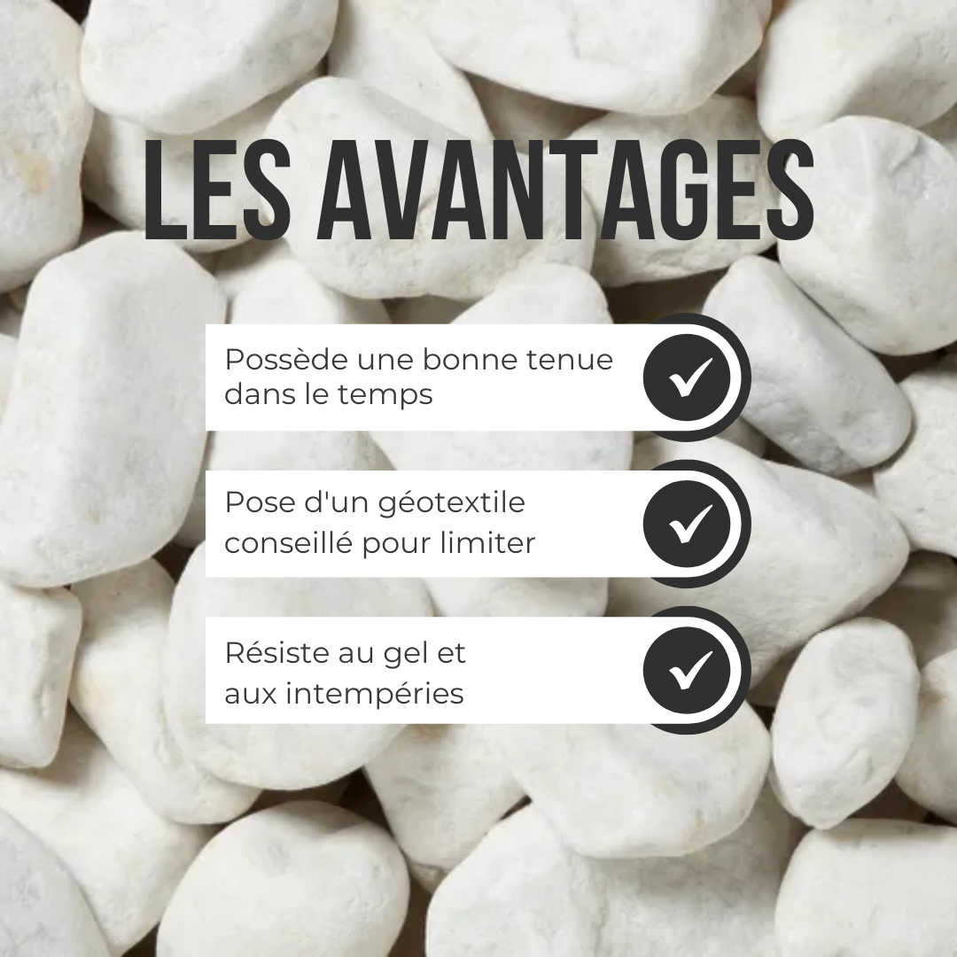 Galets Blanc Marbre Carrara 30-60mm - Sac 25kg - Décoration Jardin Et Bassin