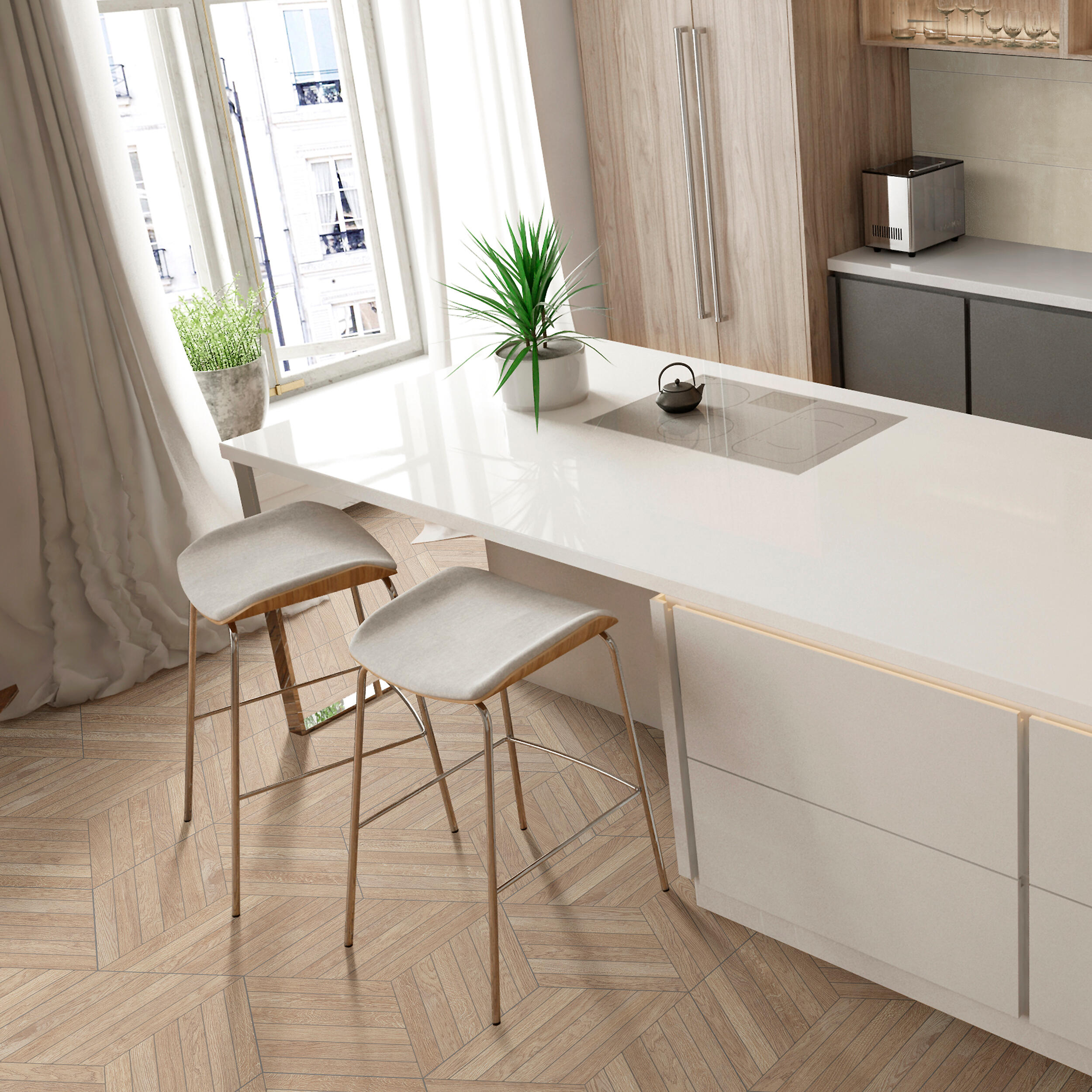 Suelo porcelánico nevada efecto madera miel 52x60 cm c1