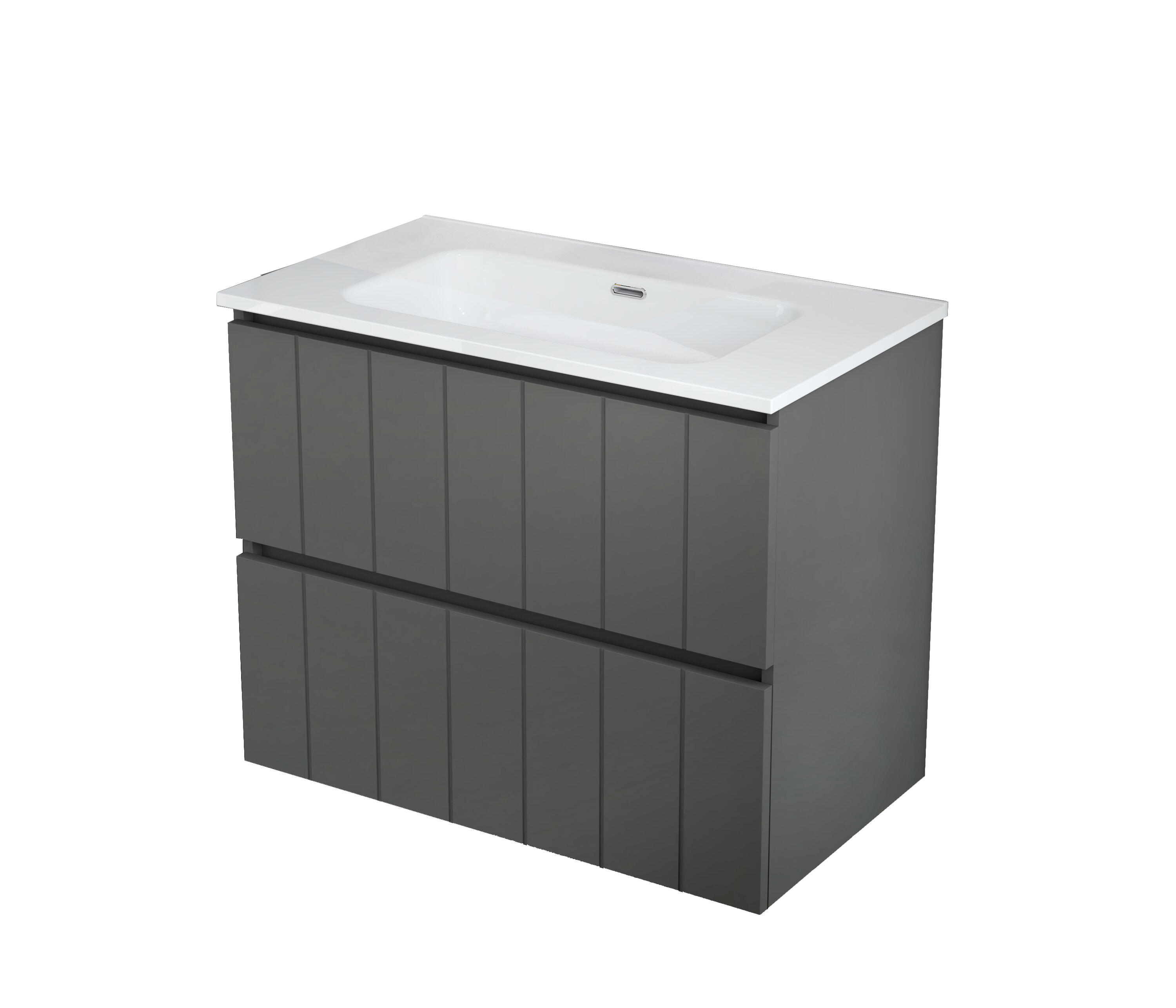 Mueble de baño con lavabo terra gris mate 80x46 cm