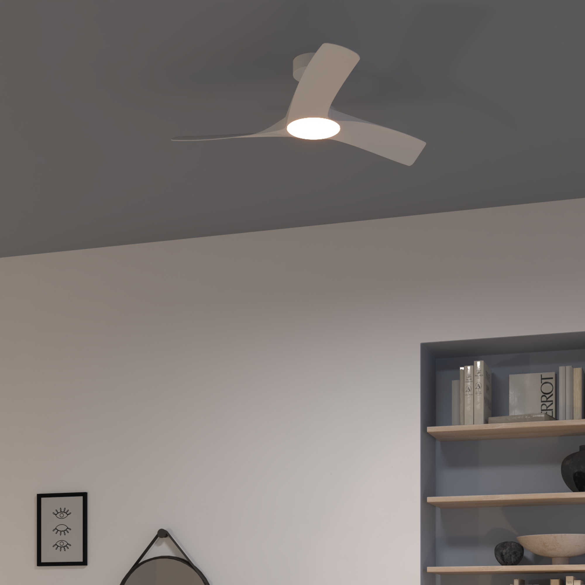 Ventoinha de teto com lâmpada 112 cm 2200 Lm CCT dimável branco Aruba Plus Inspire
 - 13