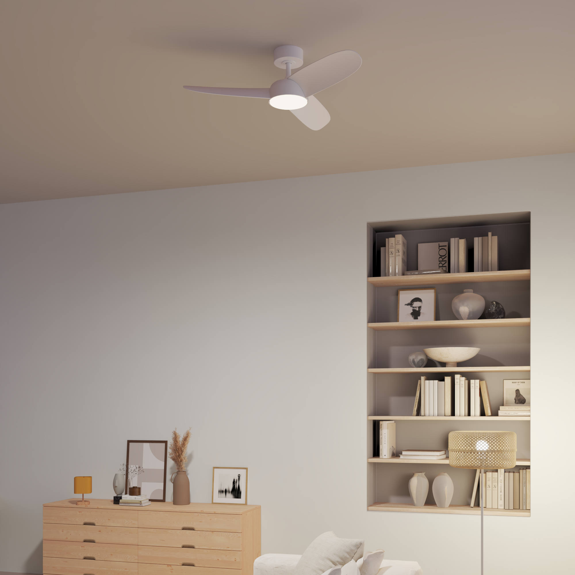 Ventoinha Huelva 107cm DC dimável/cct 3600lm branco Inspire - 16