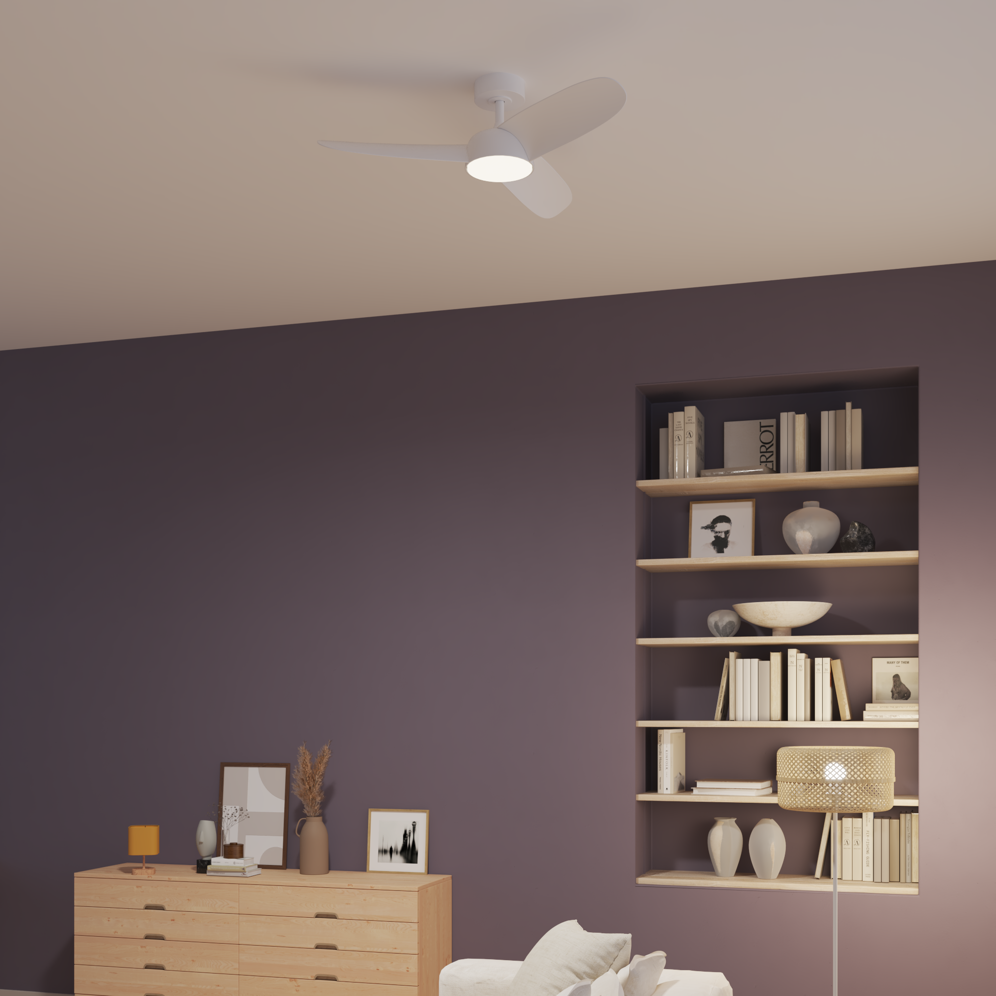 Ventoinha Huelva 107cm DC dimável/cct 3600lm branco Inspire - 15