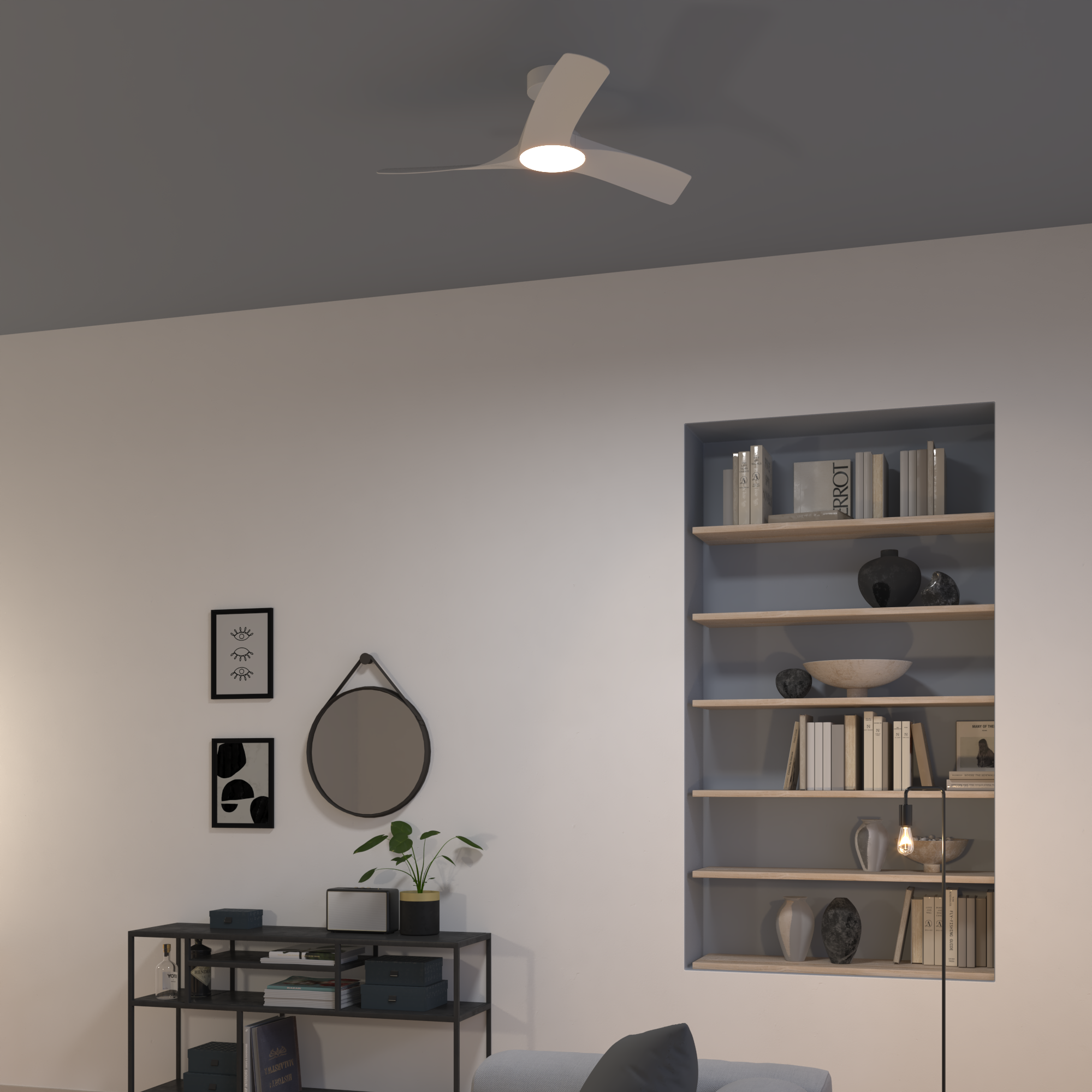 Ventoinha de teto com lâmpada 112 cm 2200 Lm CCT dimável branco Aruba Plus Inspire
 - 12