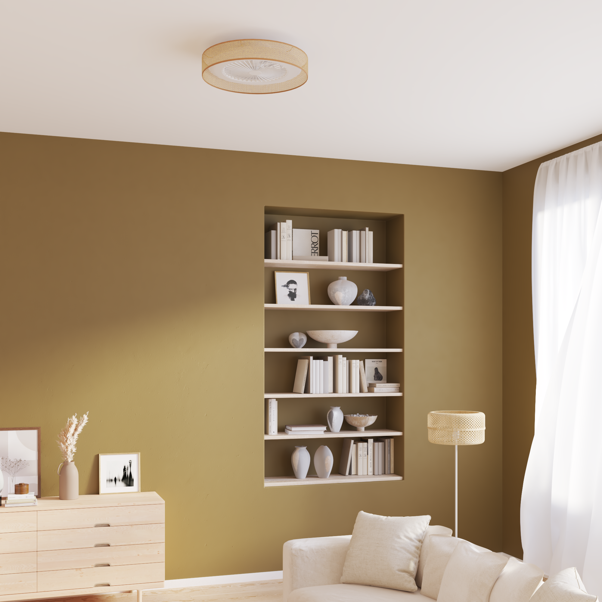 Lampa podłogowa Palanga biała bambus E27 Inspire - 4