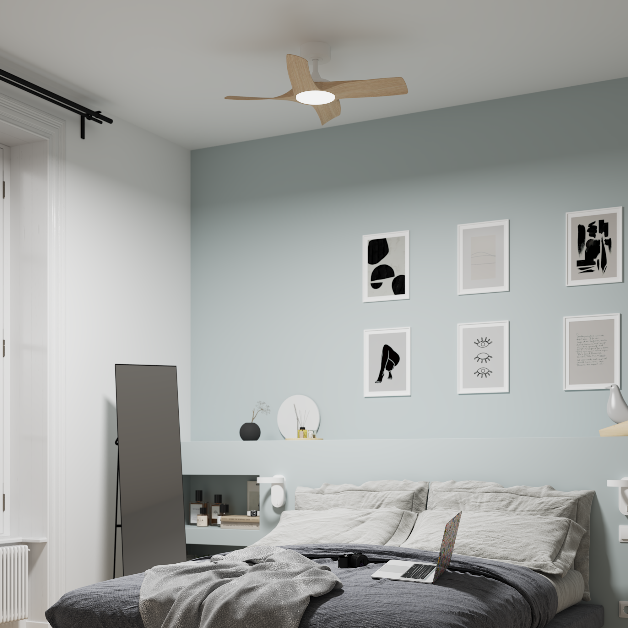 Ventilador de techo con luz silencioso DC 32W con mando ø91 cm Siroco Plus INSPIRE beige luz CCT 4 aspas| 6 velocidades| modo verano/invierno| brisa| temporizador| recomendado para <13m² - 8