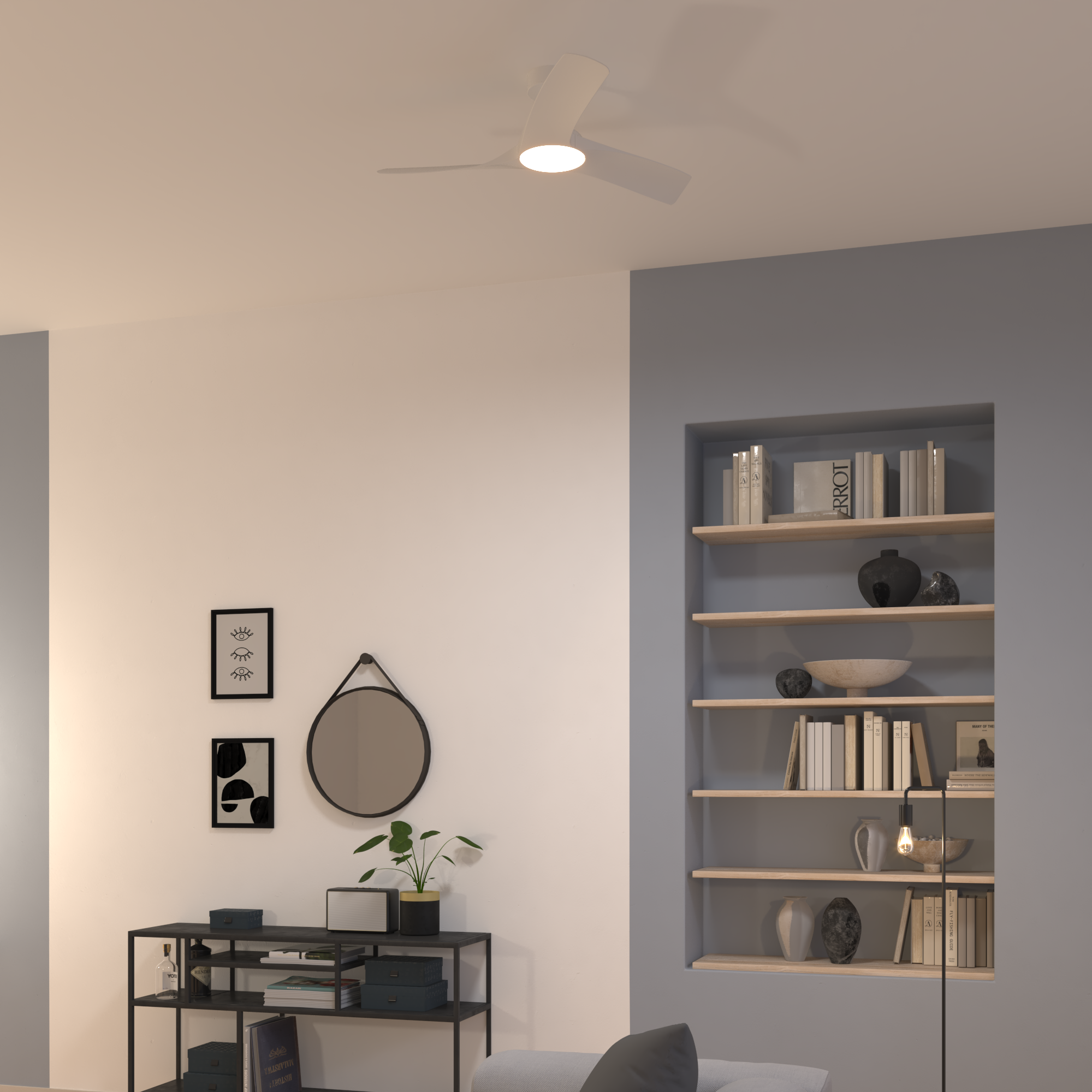 Ventoinha de teto com lâmpada 112 cm 2200 Lm CCT dimável branco Aruba Plus Inspire
 - 11