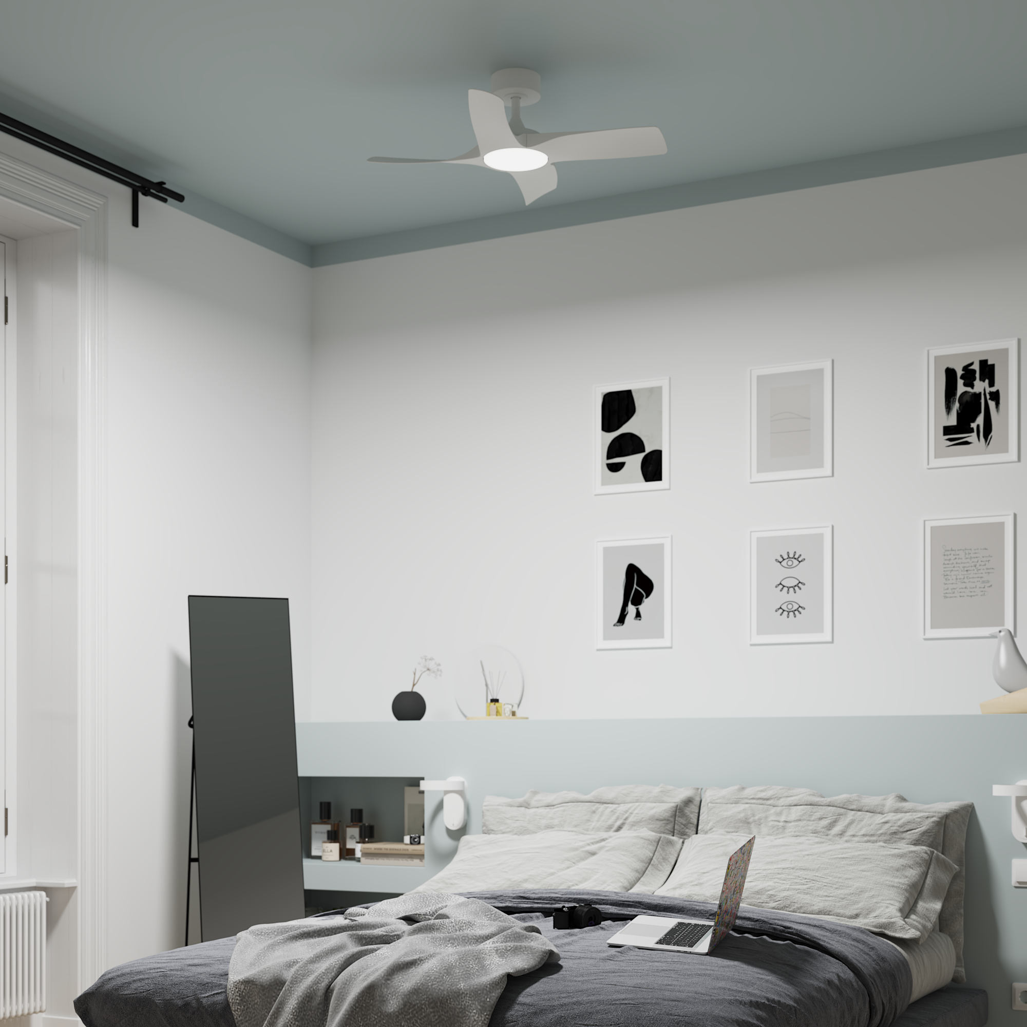 Ventoinha Siroco Plus 91cm DC dimável/cct 2200lm branco Inspire - 13
