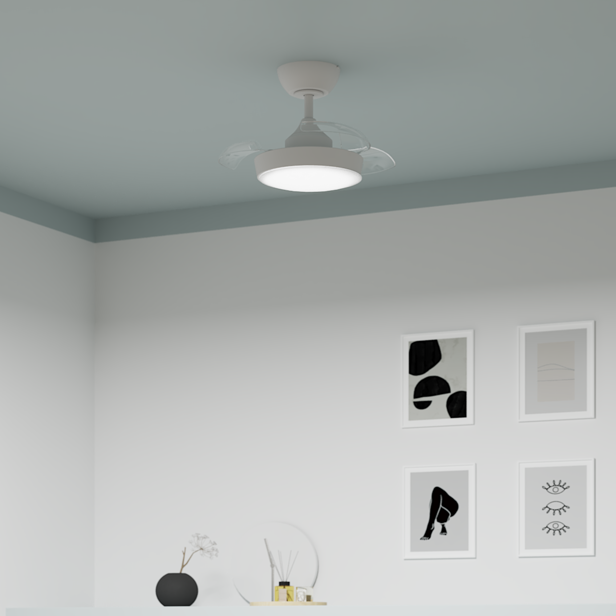 Ventilador de techo con luz retráctil silencioso DC INSPIRE Wizz Lorca blanco 54 cm color luz regulable - 22