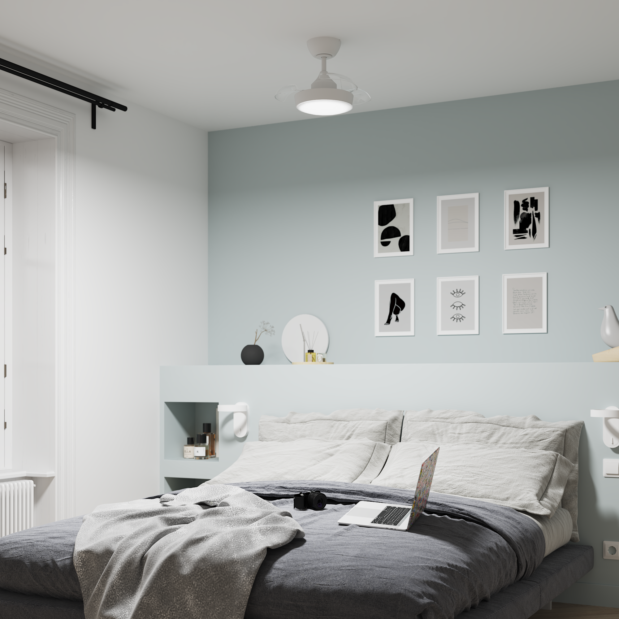 Ventilador de techo con luz retráctil silencioso DC INSPIRE Wizz Lorca blanco 54 cm color luz regulable - 20