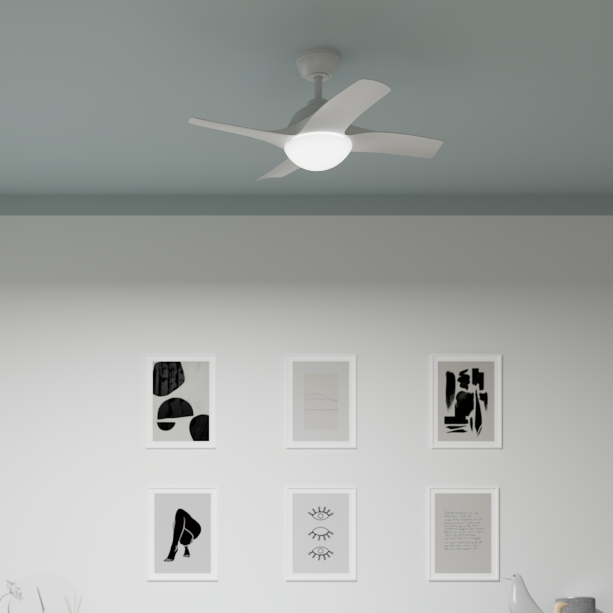 Ventilador de techo con luz E27 AC con mando INSPIRE Siroco blanco ø91 cm - 3