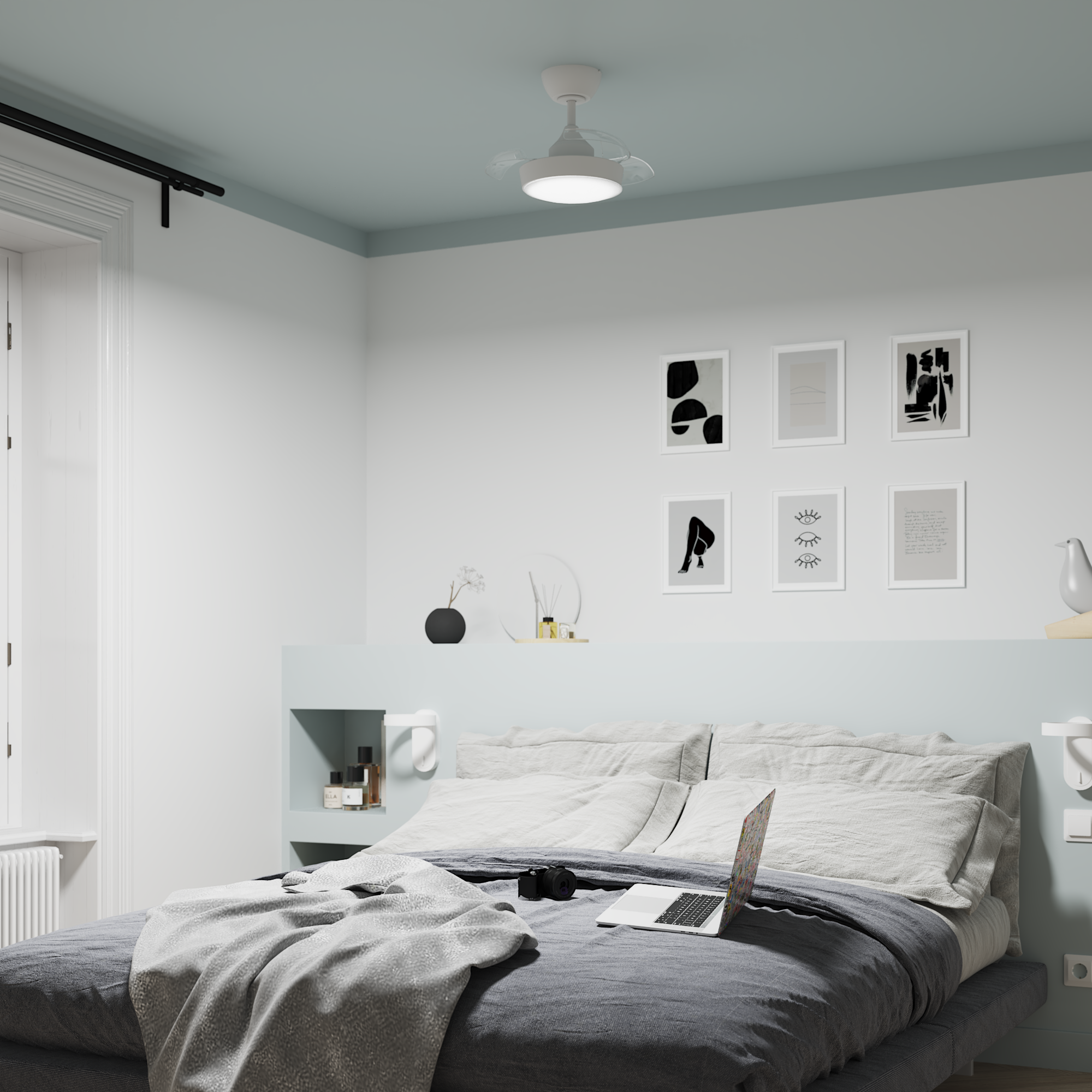 Ventilador de techo con luz retráctil silencioso DC INSPIRE Wizz Lorca blanco 54 cm color luz regulable - 18