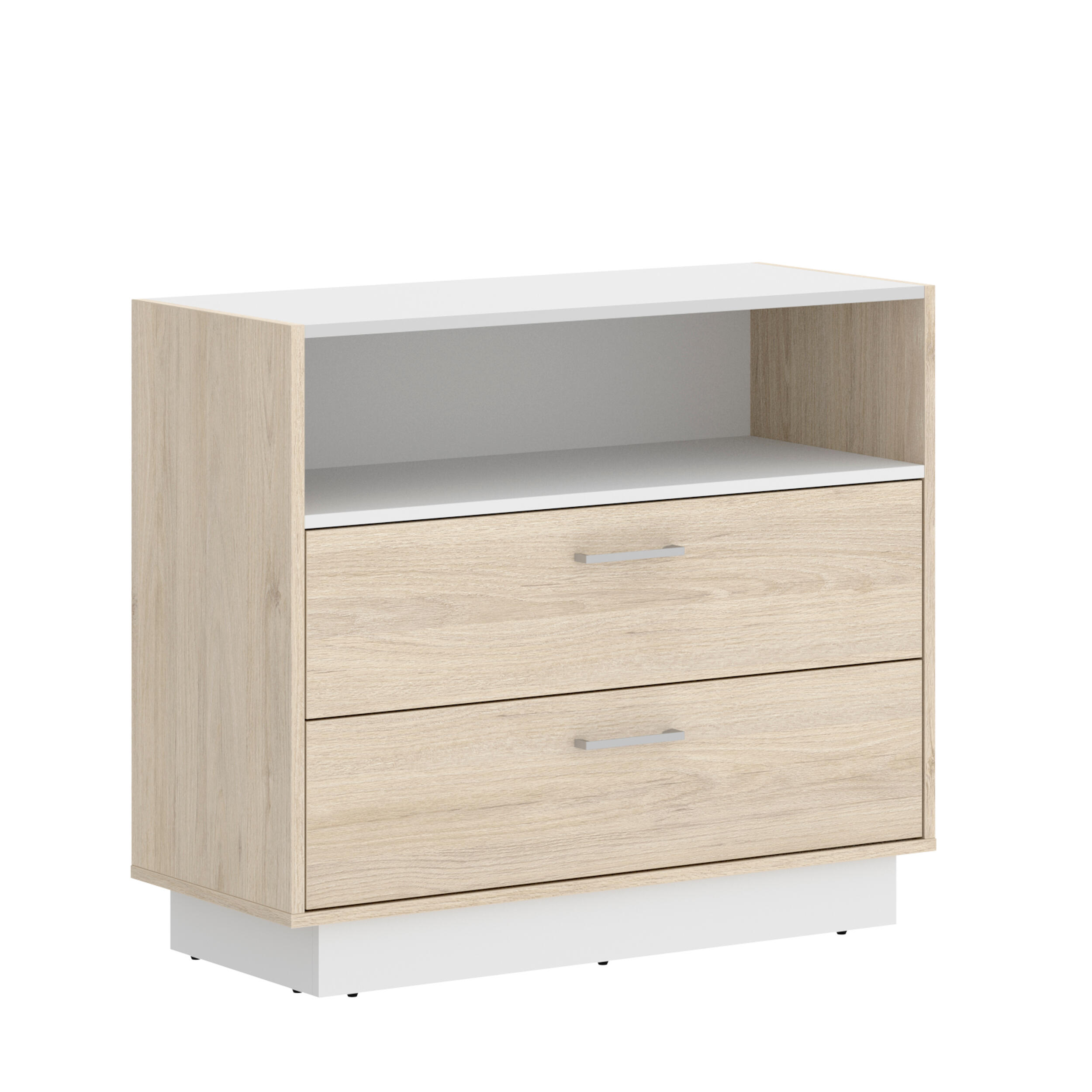 Cómoda de madera leandre 2c blanco/natural