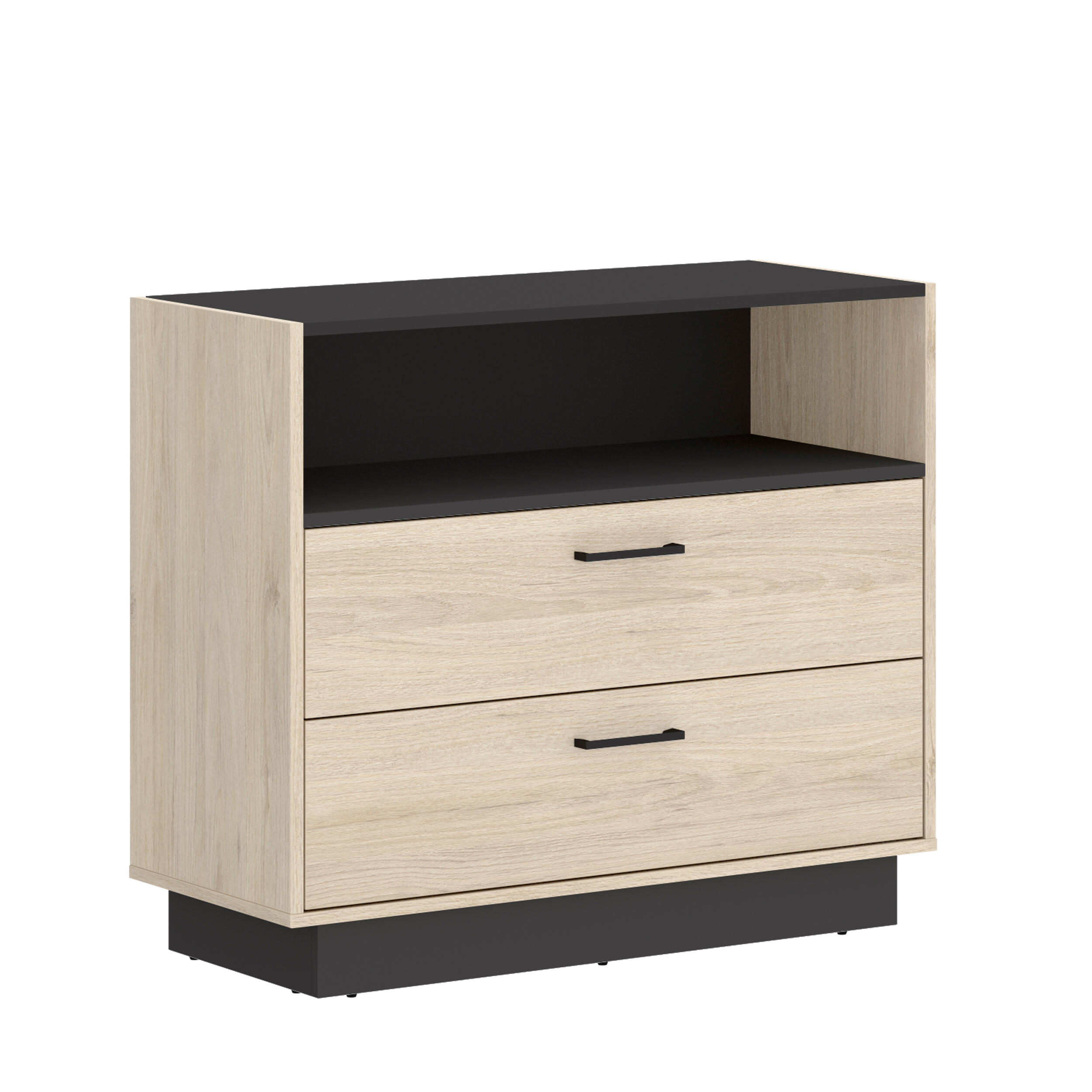 Cómoda de madera leandre 2c grafito/natural