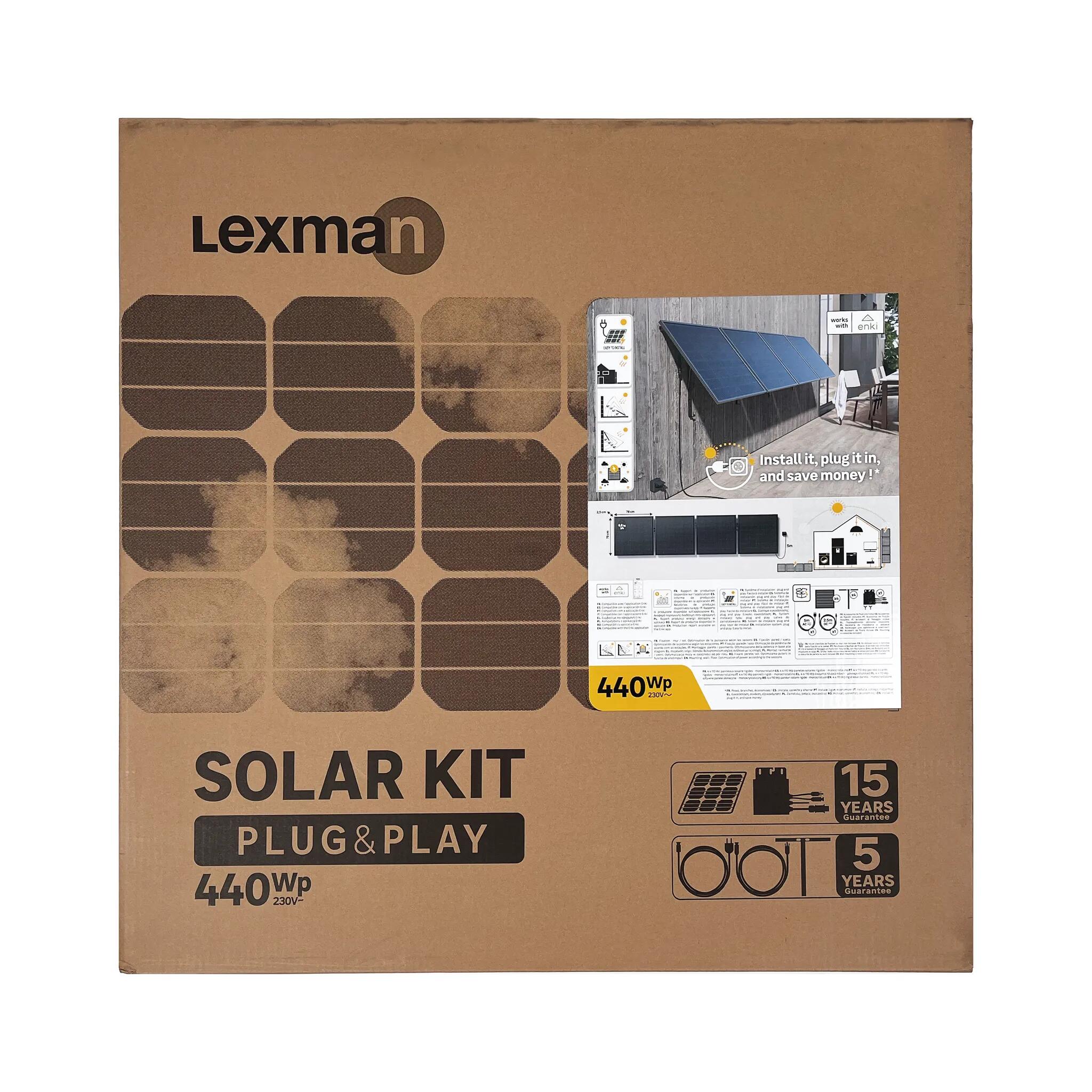 Kit fotovoltaico LEXMAN (4 painéis rígidos) para fixação no solo/parede 440W - 14