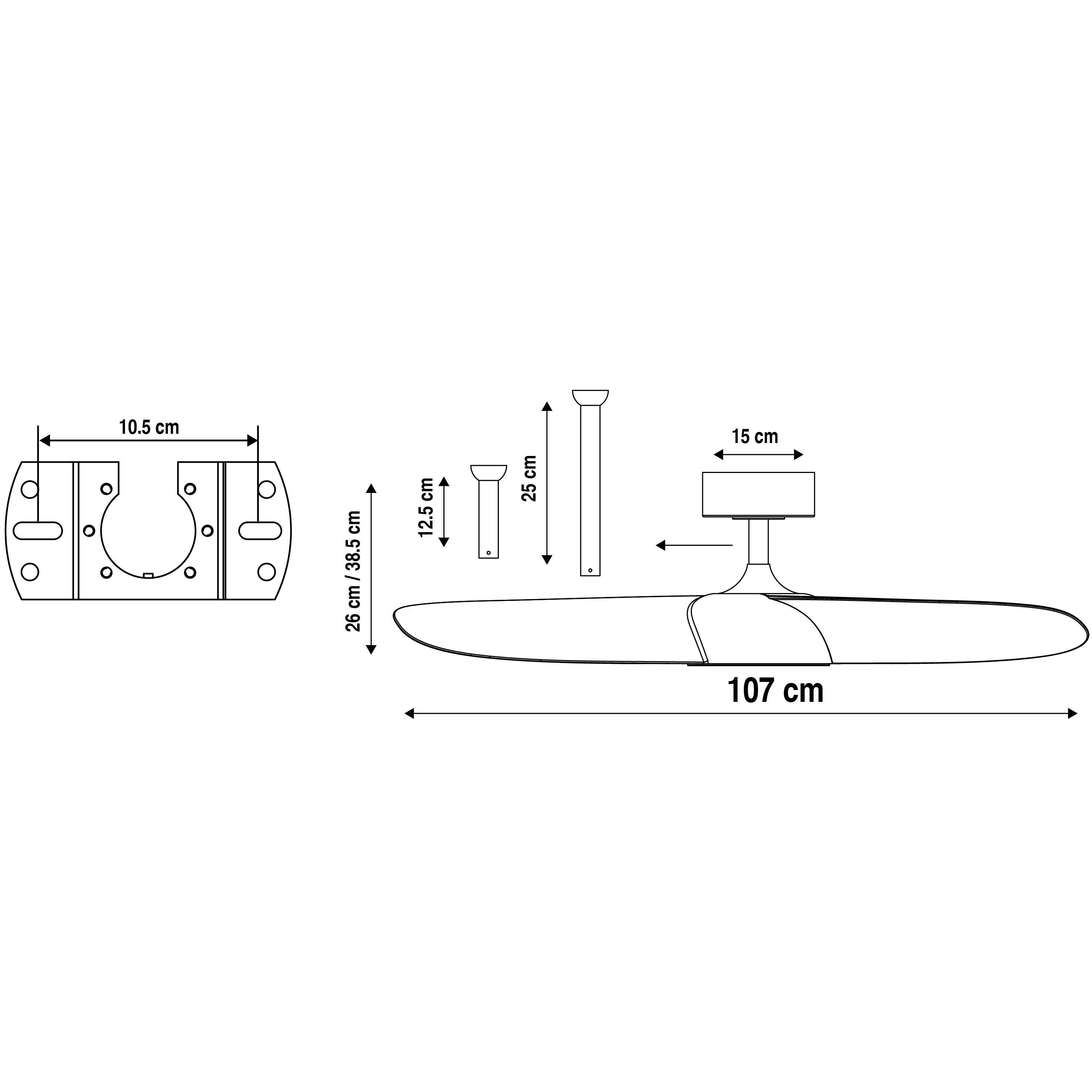 Ventoinha Huelva 107cm DC dimável/cct 3600lm branco Inspire - 9