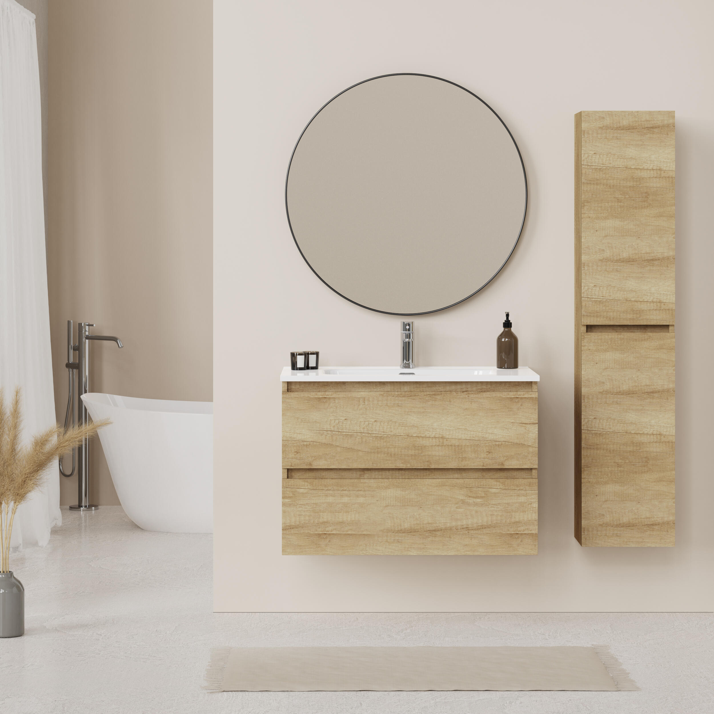 Mueble de baño Espacio marrón 90x46 cm (lavabo no incluido) - 4