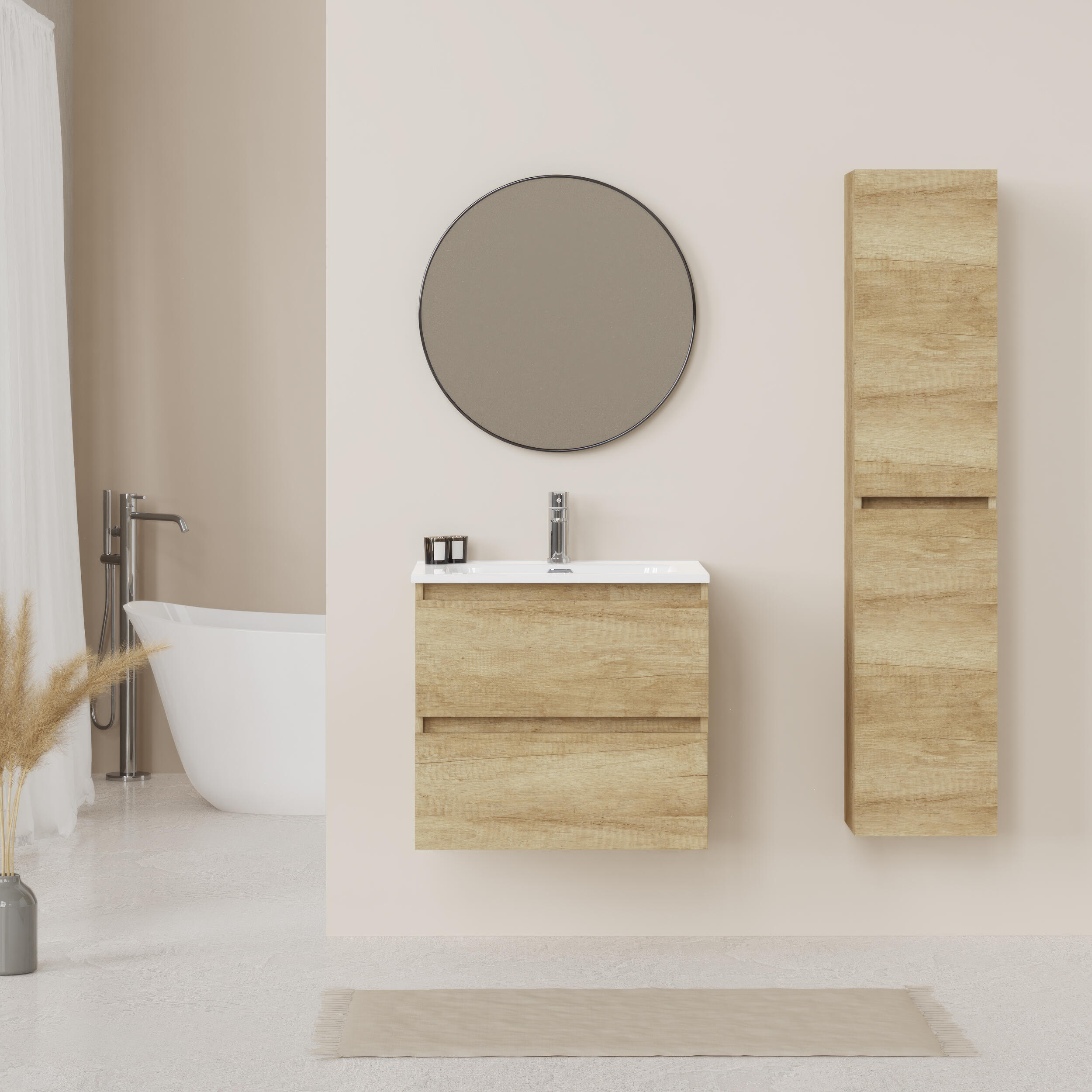 Mueble de baño Espacio marrón 70x46 cm (lavabo no incluido) - 4