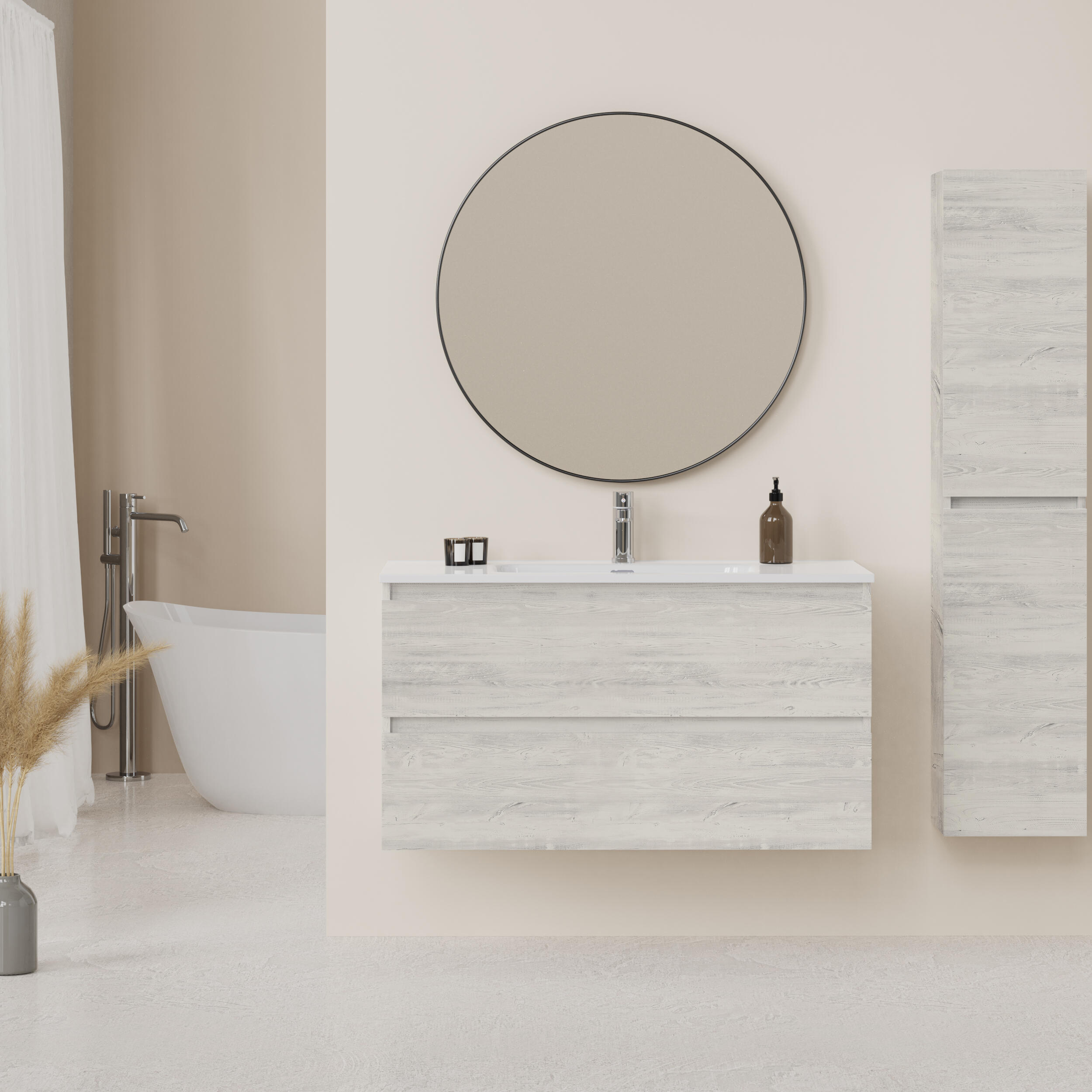 Mueble de baño Espacio gris 90x46 cm (lavabo no incluido) - 4