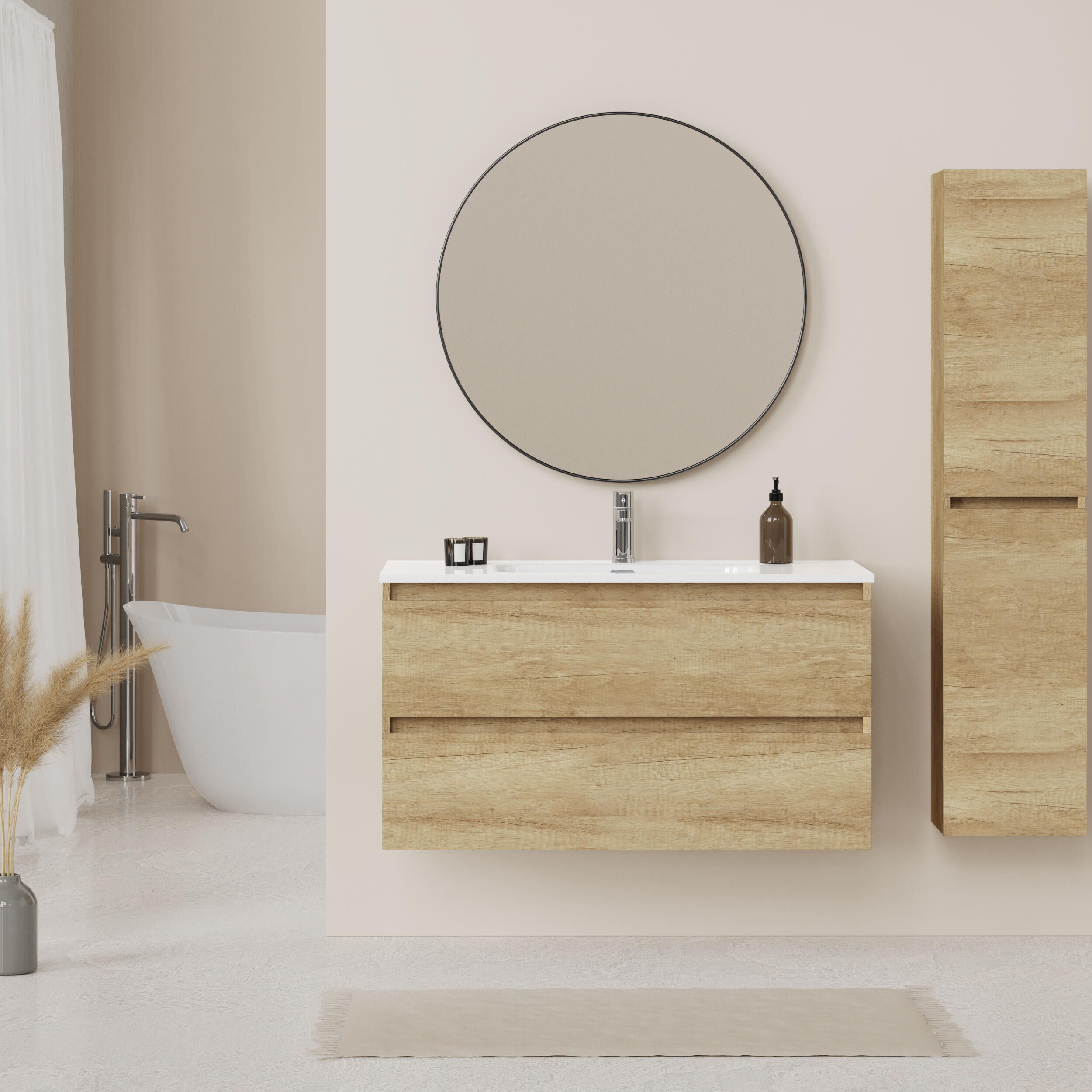 Mueble de baño Espacio marrón 100x46 cm (lavabo no incluido) - 4