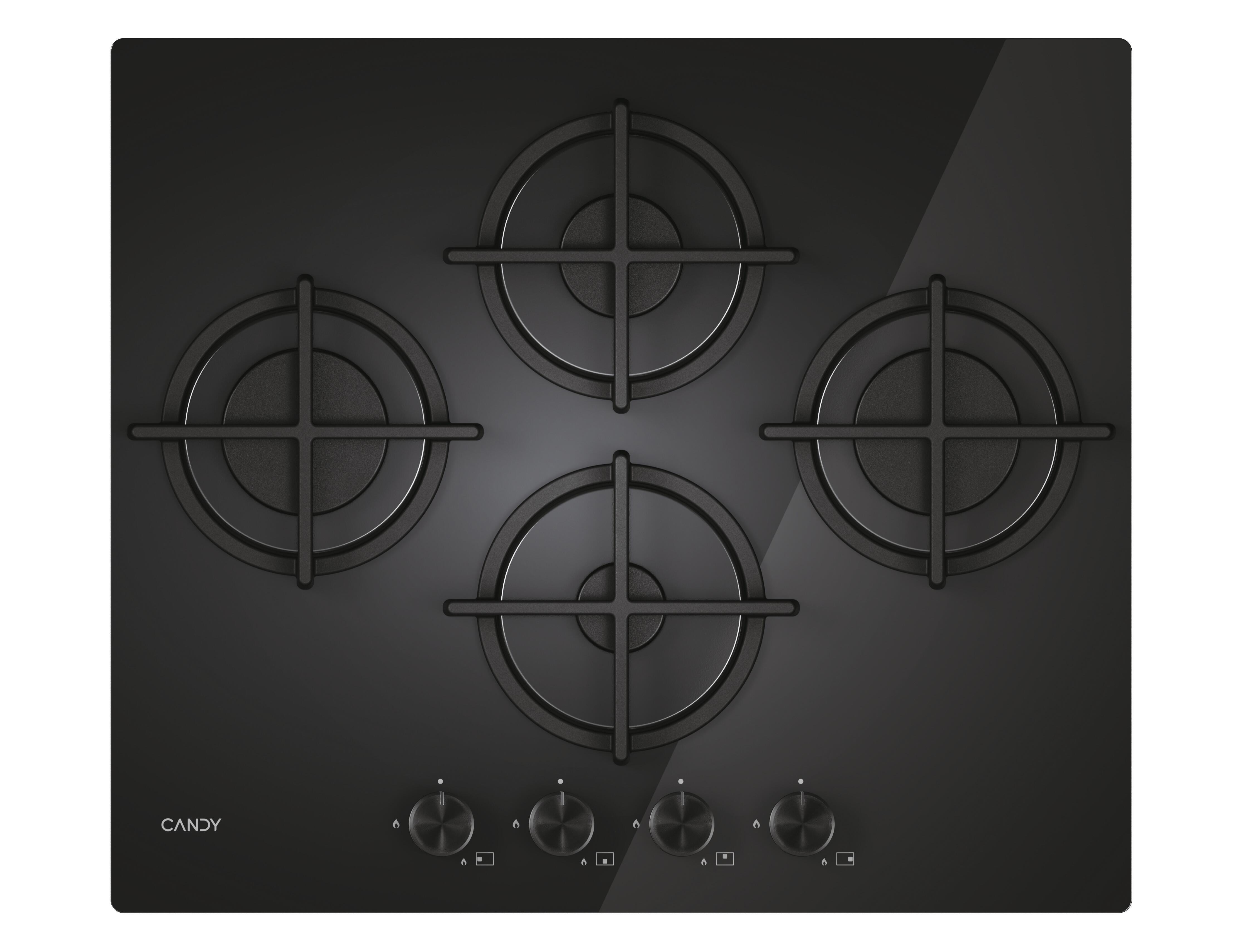 placa de gas candy csg6dtb 4 zonas de coccion gas natural acero inox negro 60cm