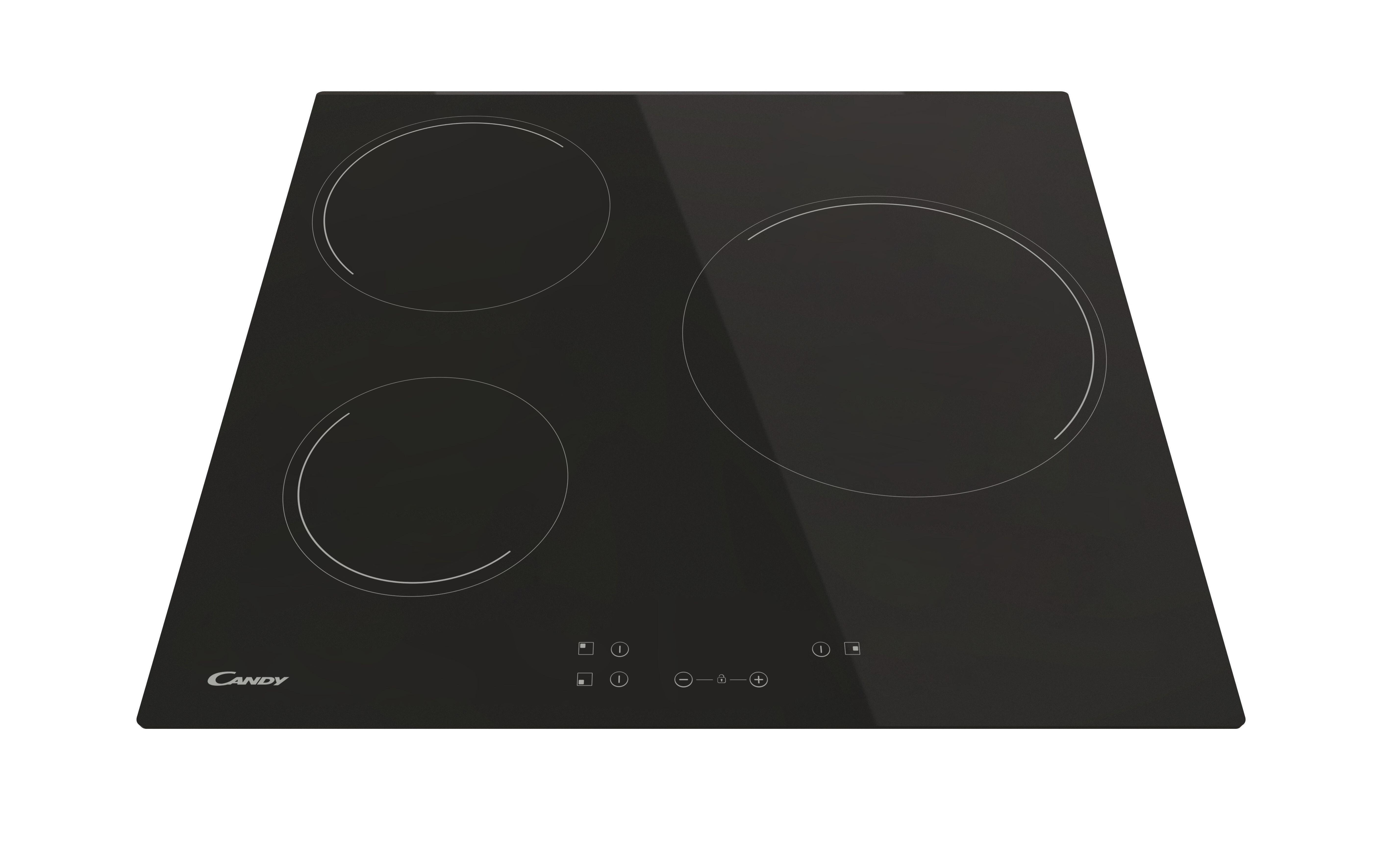 Placa vitrocerámica CANDY CH63CC/4U2 con 3 zonas de cocción zona grande de 26cm 5500 W negro 60cm - 4