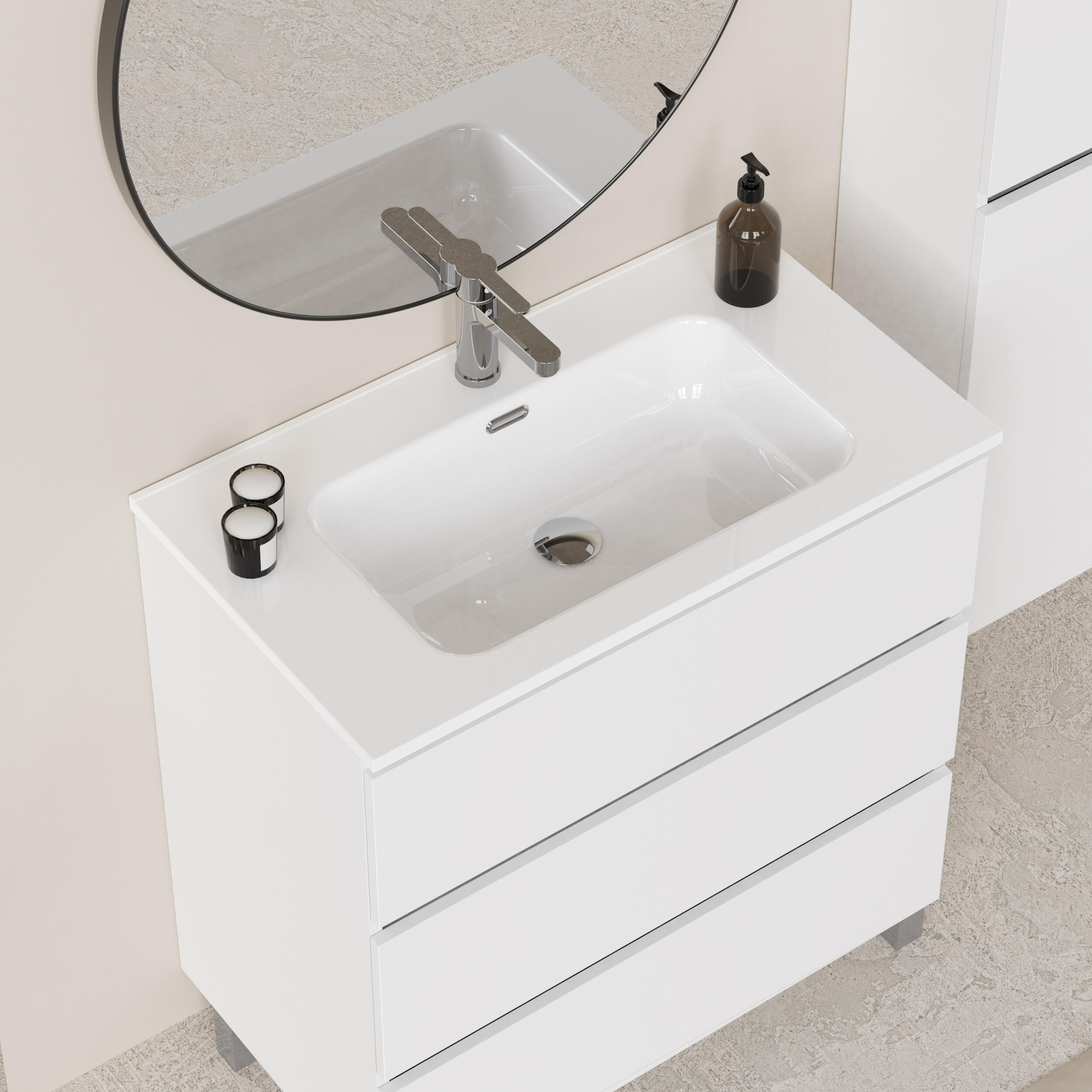 Mueble de baño con lavabo  Espacio blanco  80x46 cm - 6