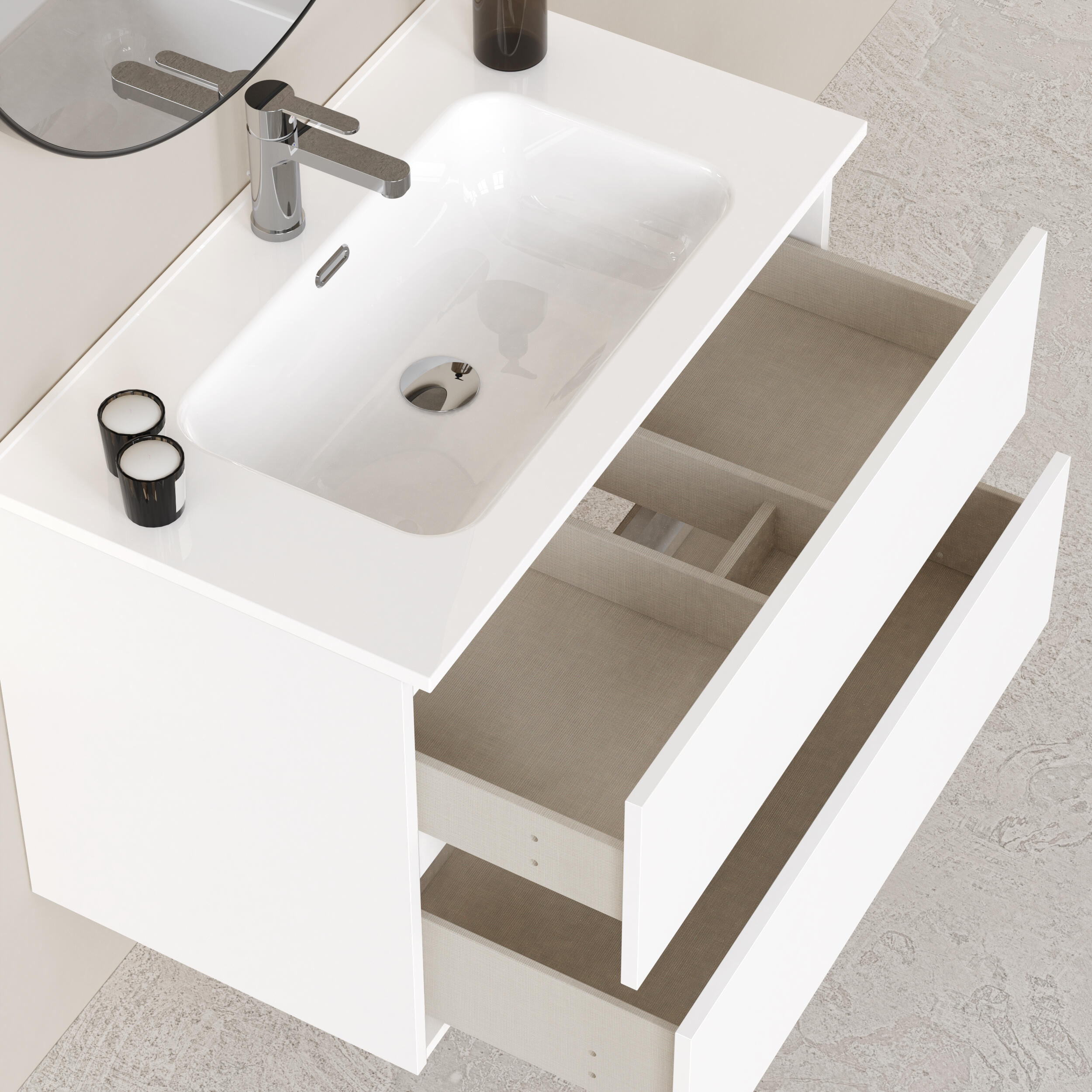 Mueble de baño Espacio blanco 90x46 cm (lavabo no incluido) - 7