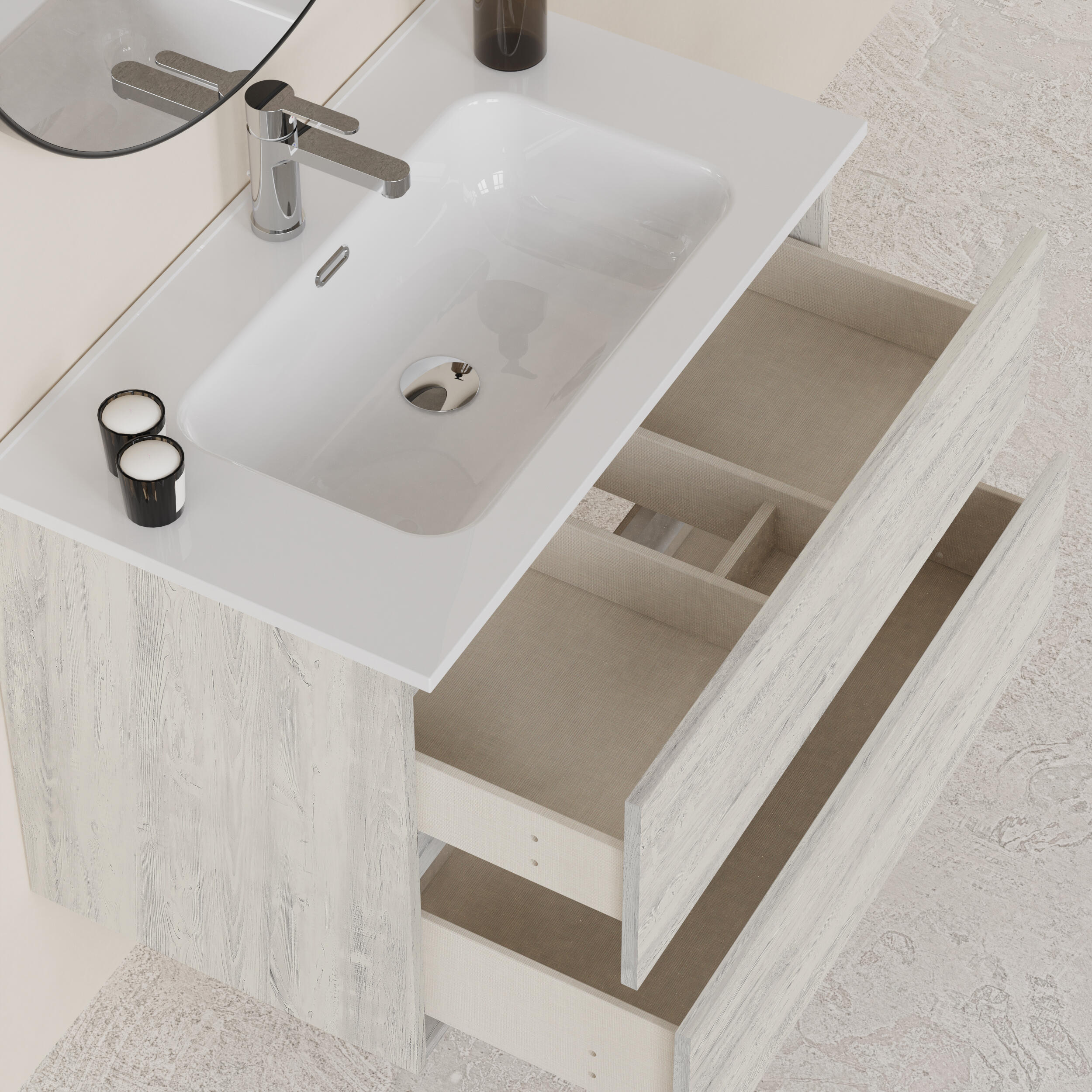 Mueble de baño Espacio gris 100x46 cm (lavabo no incluido) - 6
