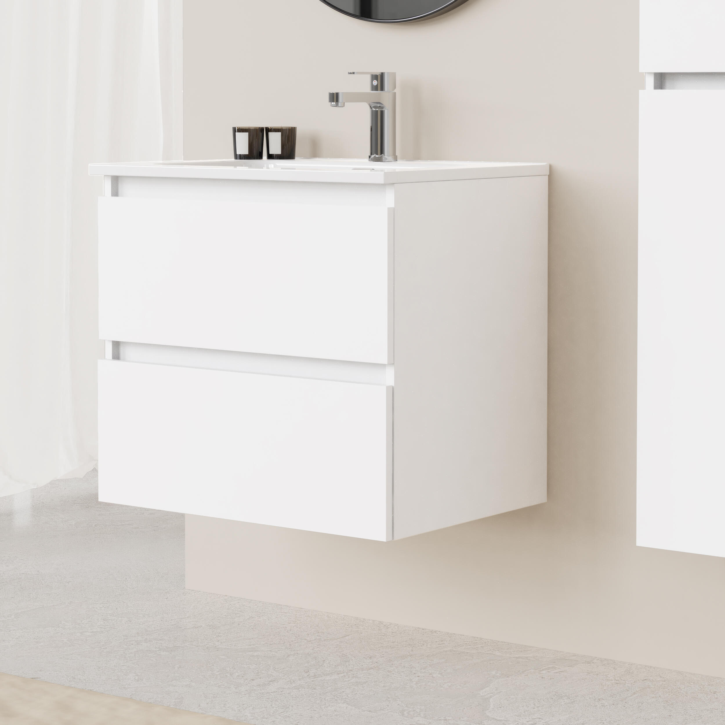 Mueble de baño con lavabo espacio f46 blanco mate 60x46 cm