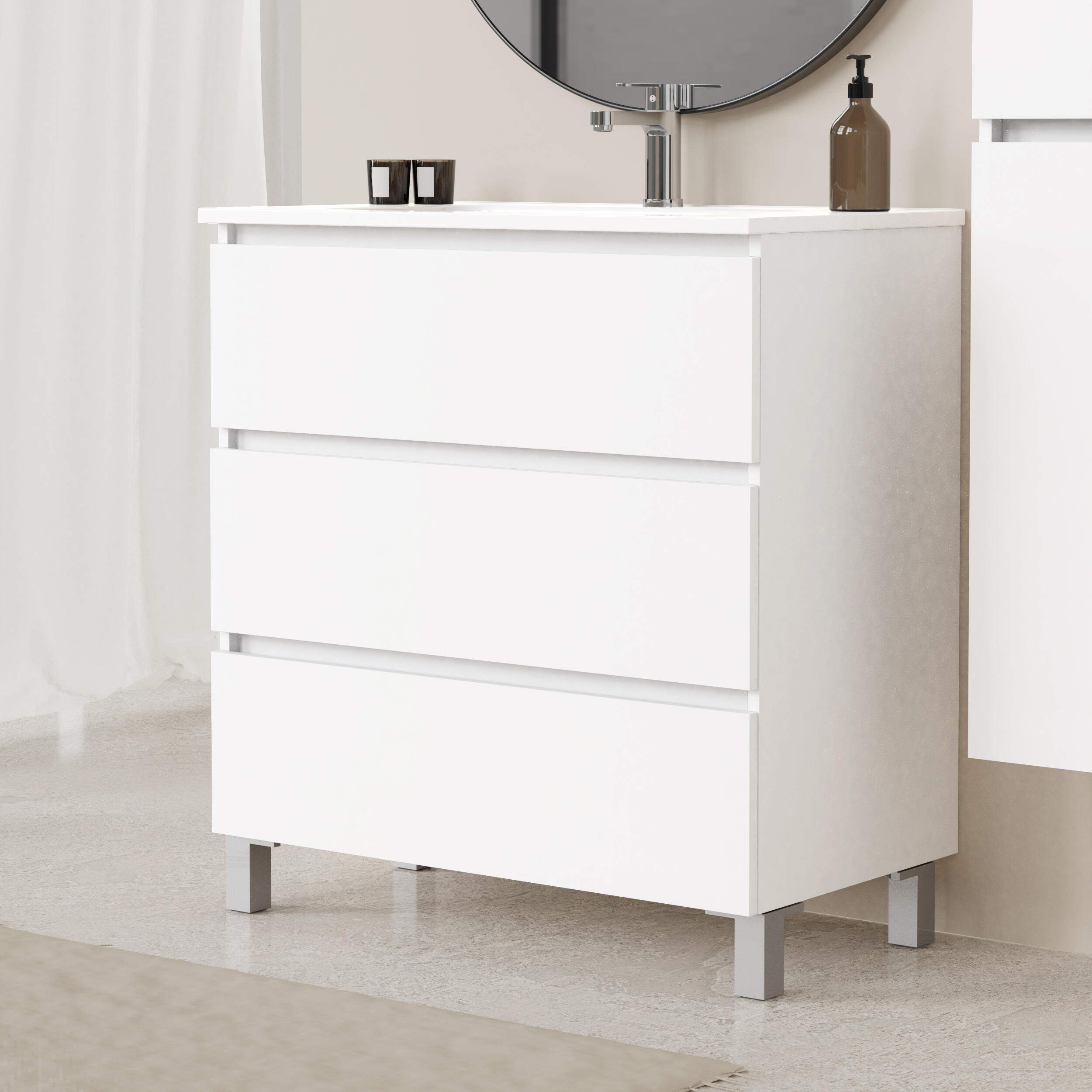 Mueble de baño con lavabo espacio f46 blanco mate 60x46 cm