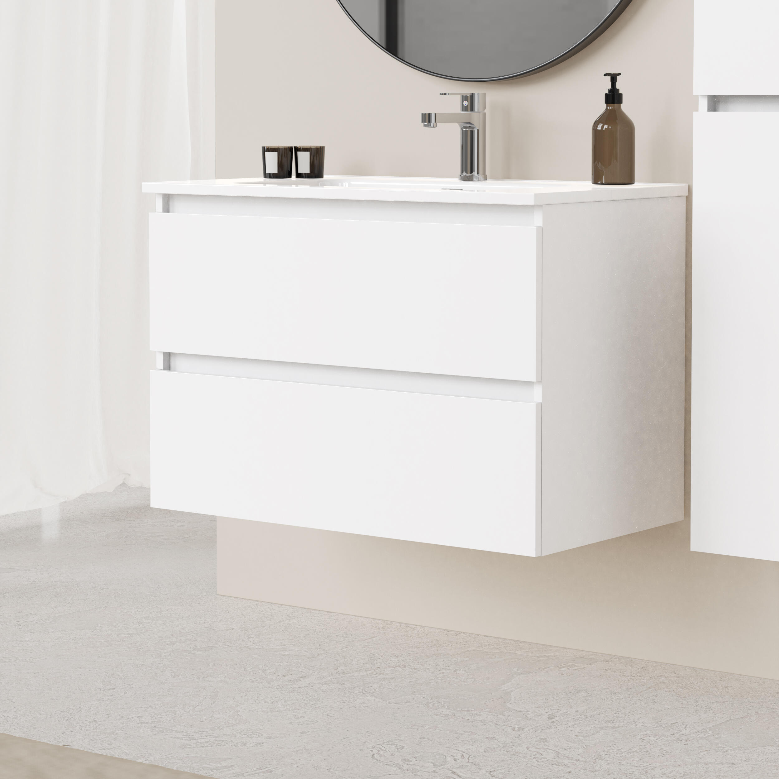 Mueble de baño con lavabo espacio f46 blanco mate 60x46 cm