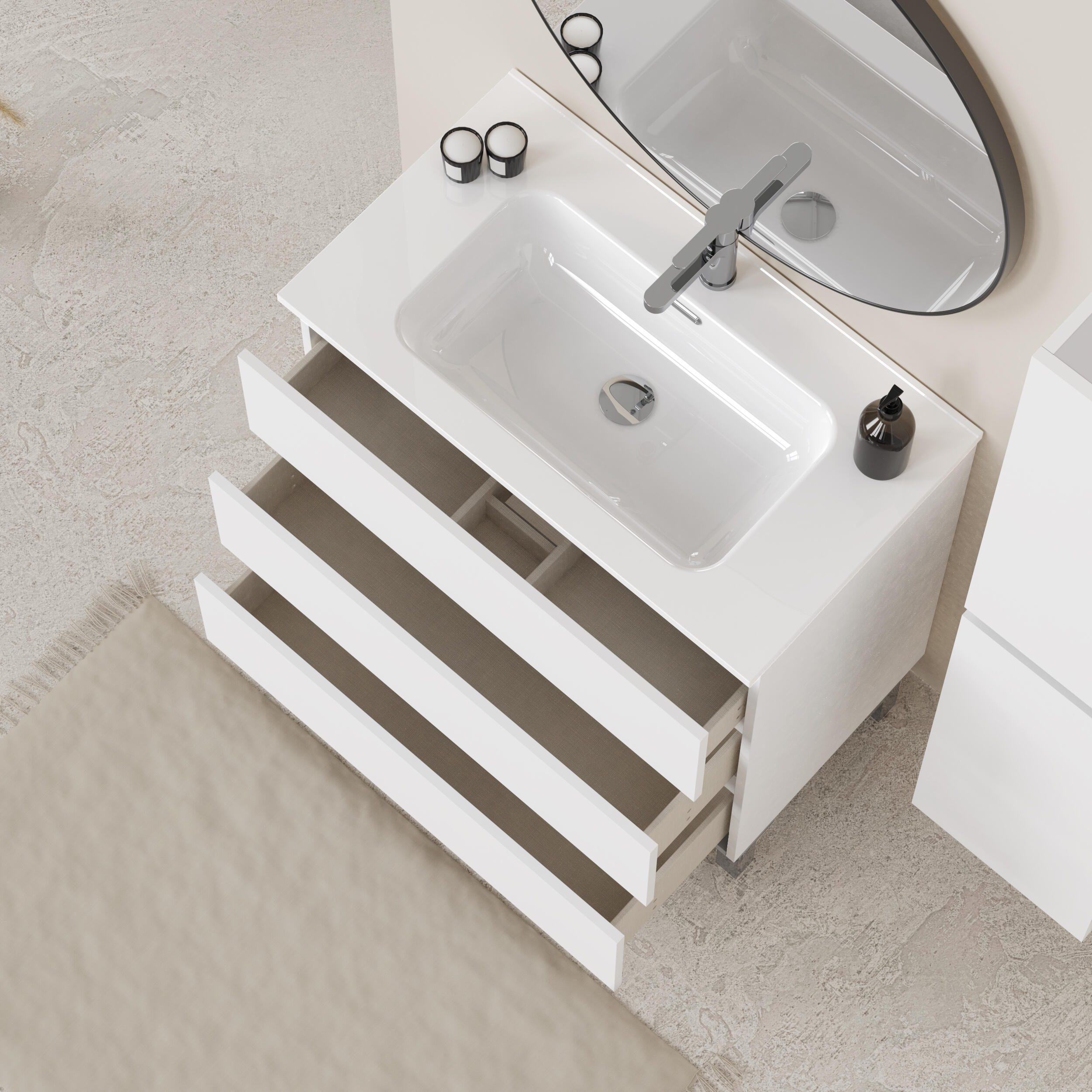 Mueble de baño con lavabo  Espacio blanco  80x46 cm - 5