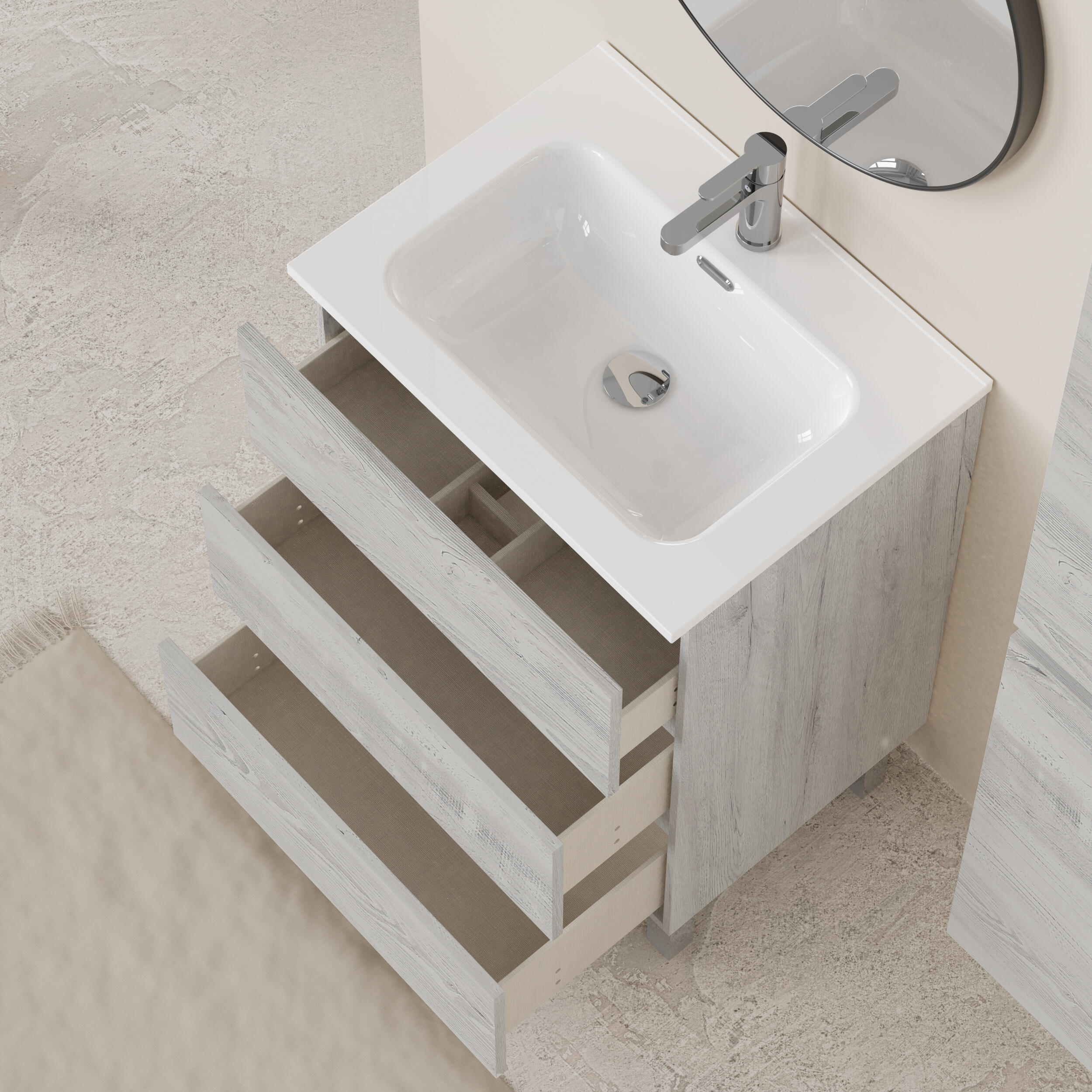 Mueble de baño Espacio gris 60x46 cm (lavabo no incluido) - 4