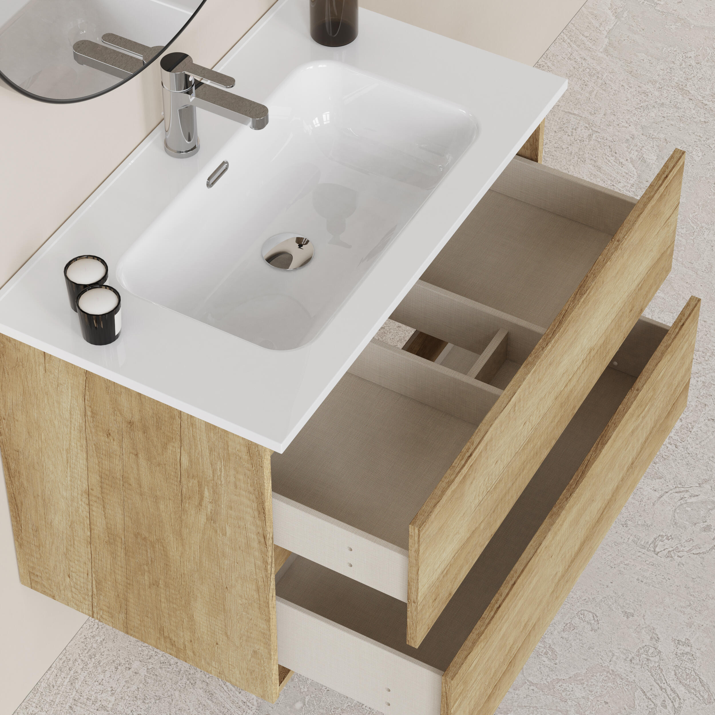 Mueble de baño Espacio marrón 90x46 cm (lavabo no incluido) - 6
