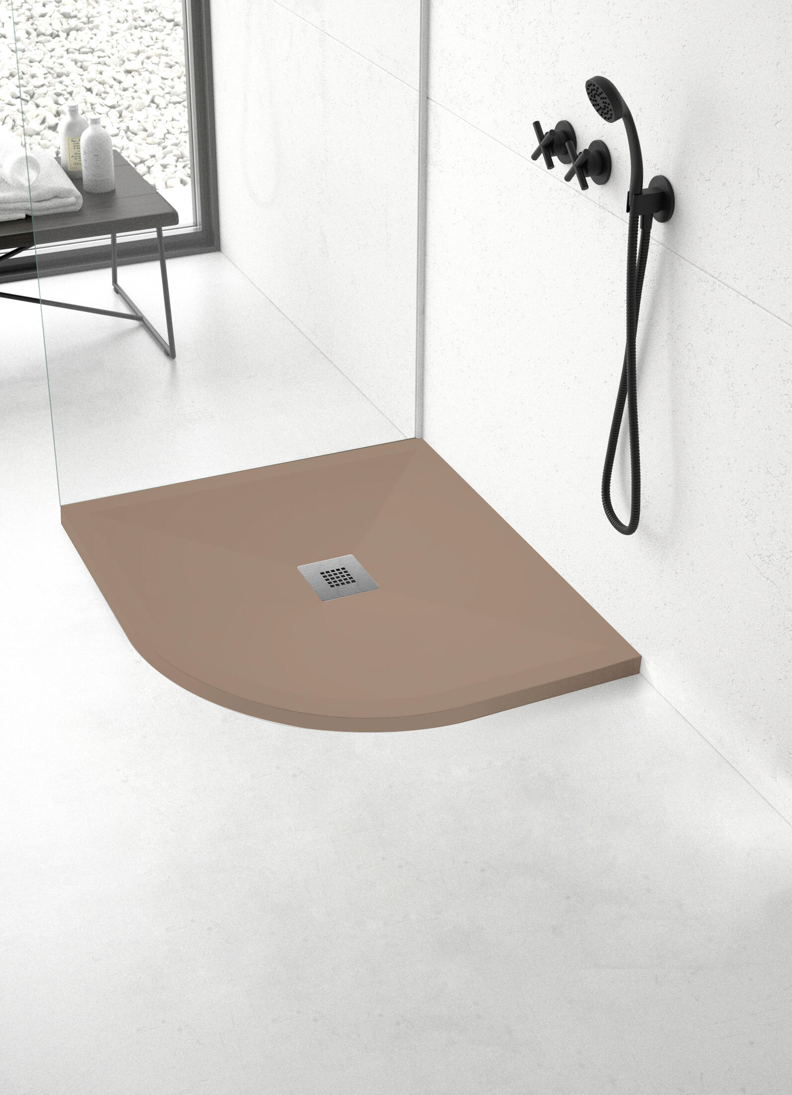 Plato de ducha Play Curva 90x90 cm moka - 2