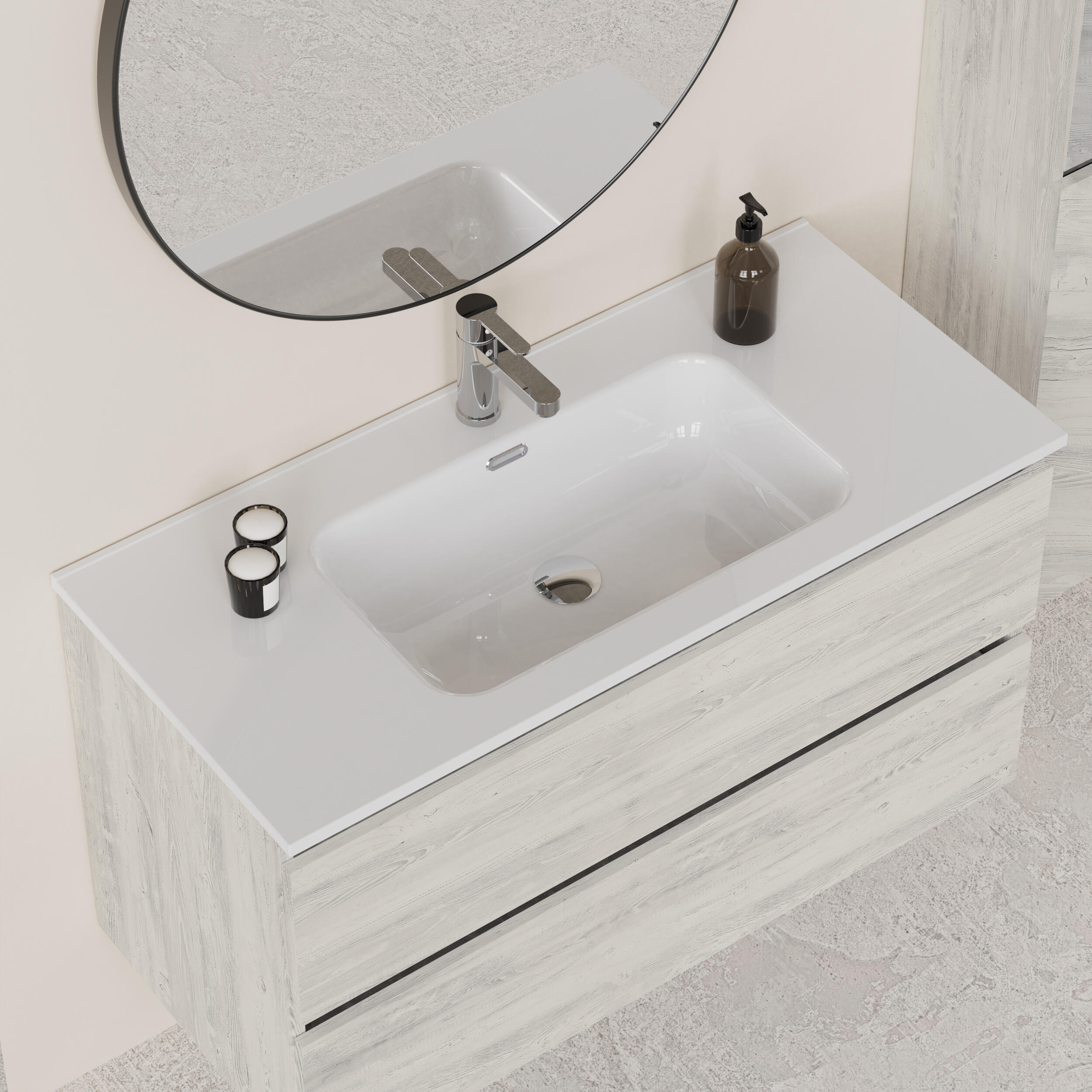 Mueble de baño Espacio gris 90x46 cm (lavabo no incluido) - 7