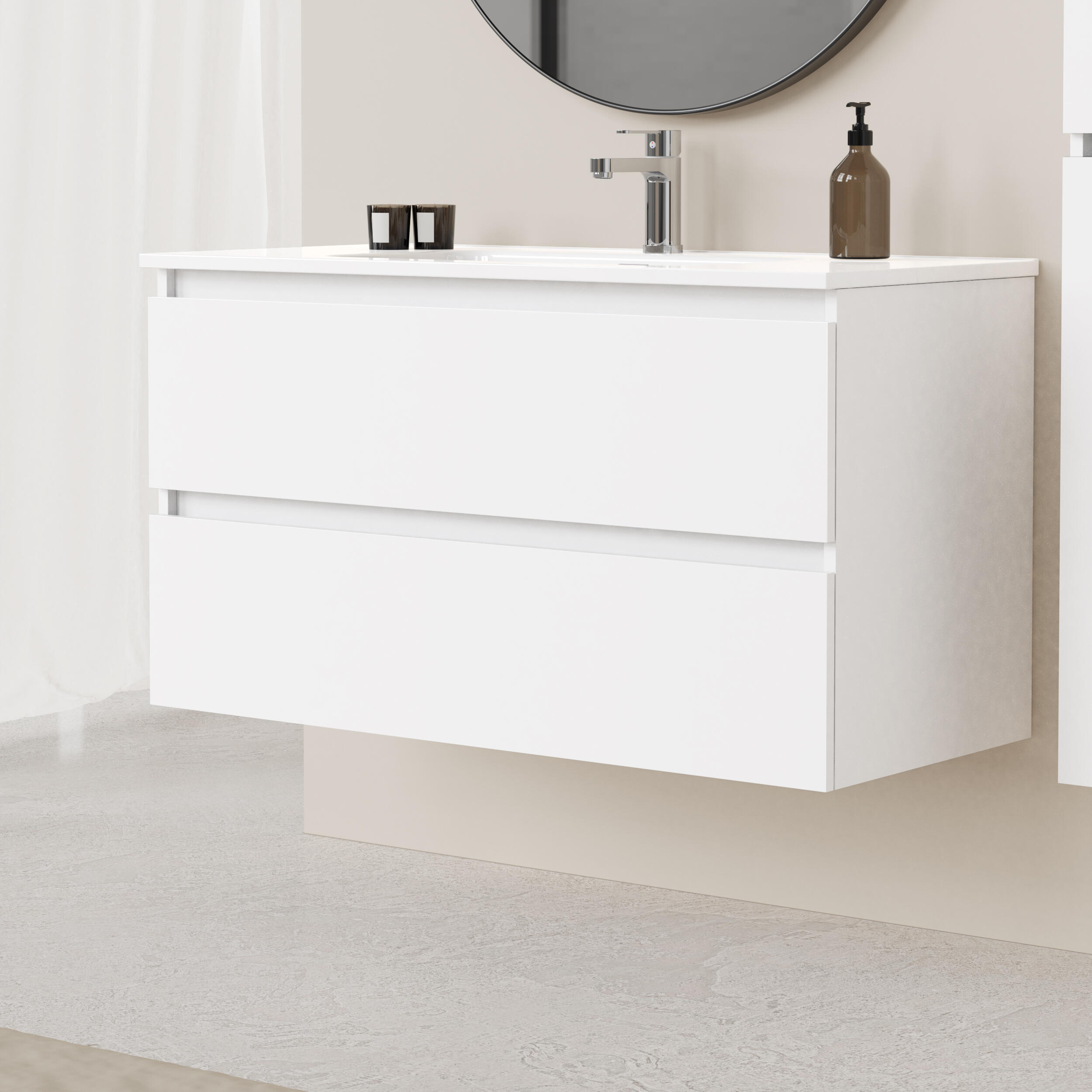 Mueble de baño con lavabo espacio f46 blanco mate 60x46 cm
