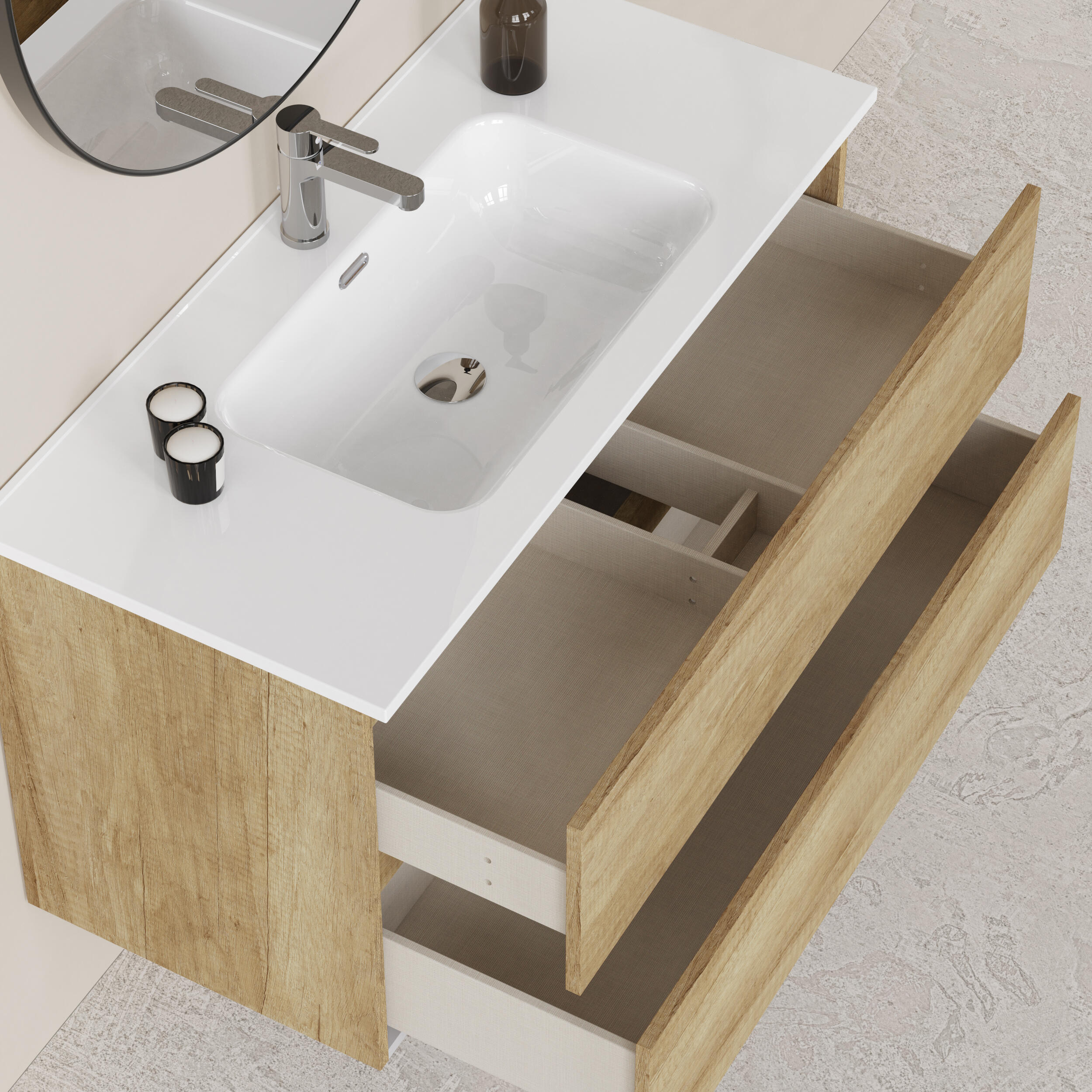 Mueble de baño Espacio marrón 100x46 cm (lavabo no incluido) - 6