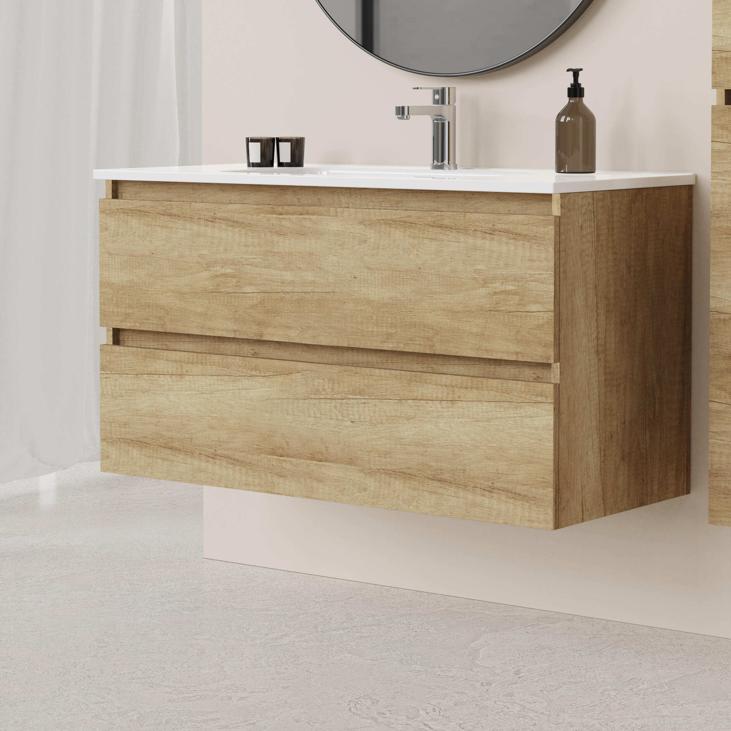 Mueble de baño Espacio marrón 100x46 cm (lavabo no incluido) - 3