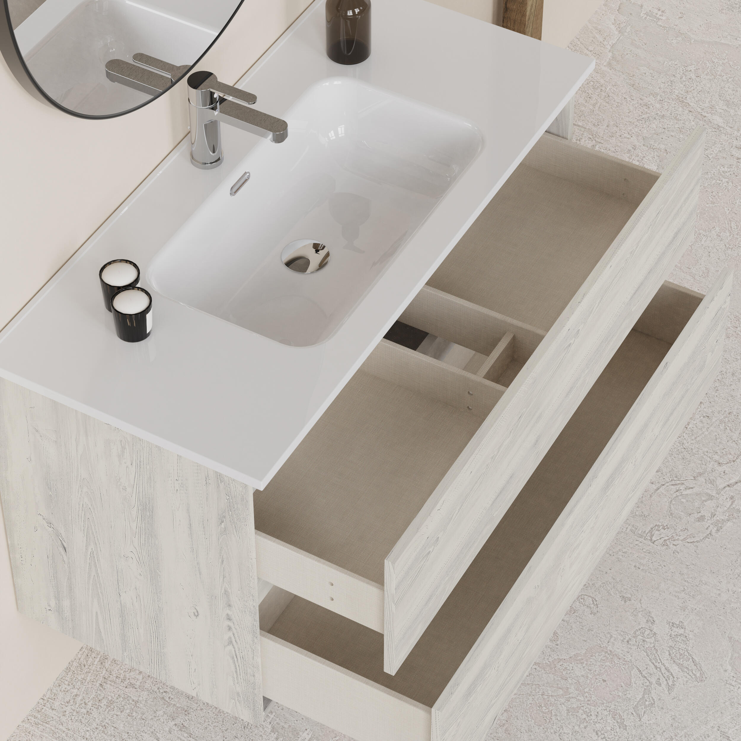 Mueble de baño Espacio gris 90x46 cm (lavabo no incluido) - 6
