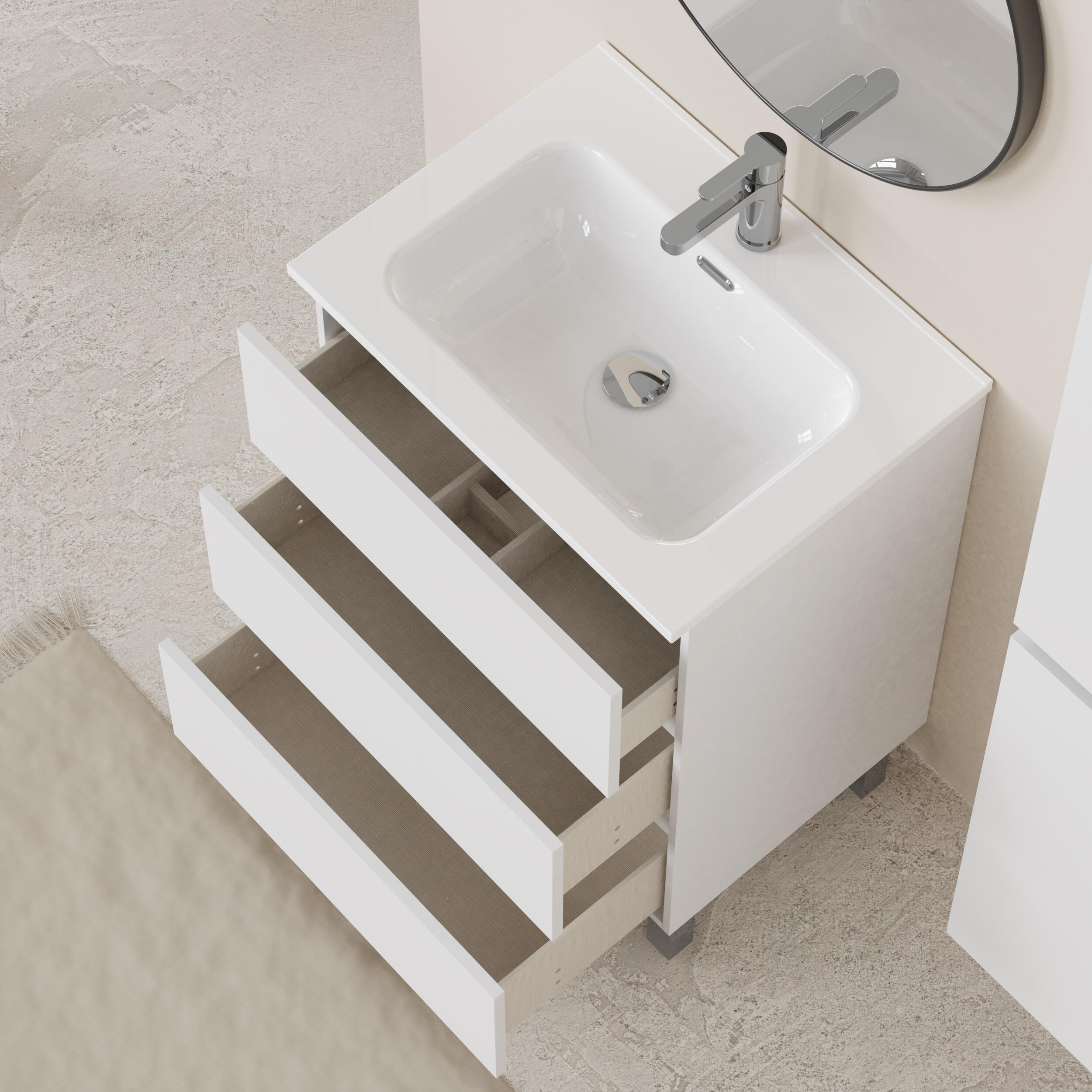 Mueble de baño con lavabo  Espacio blanco  70x46 cm - 5