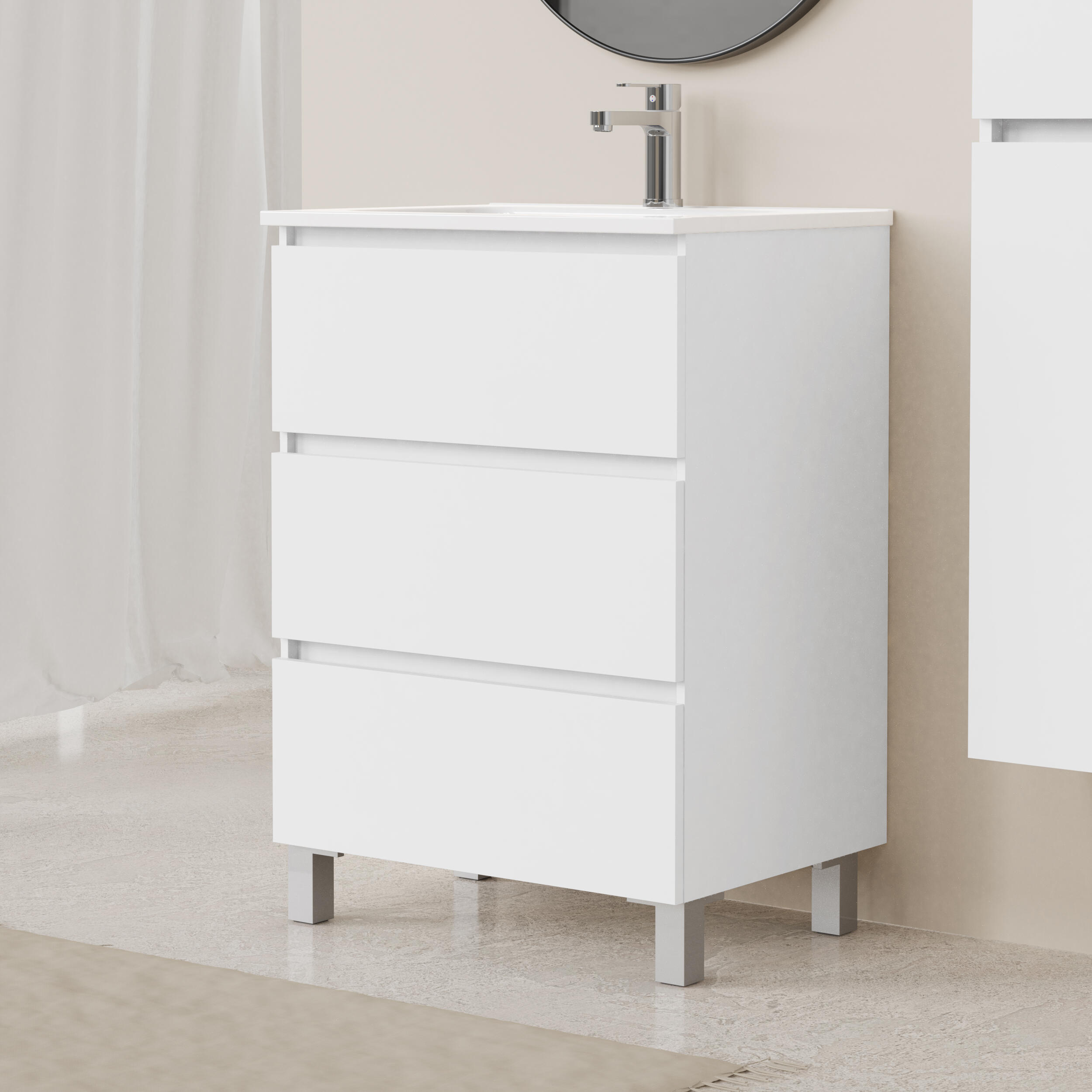 Mueble de baño con lavabo espacio f46 blanco mate 60x46 cm