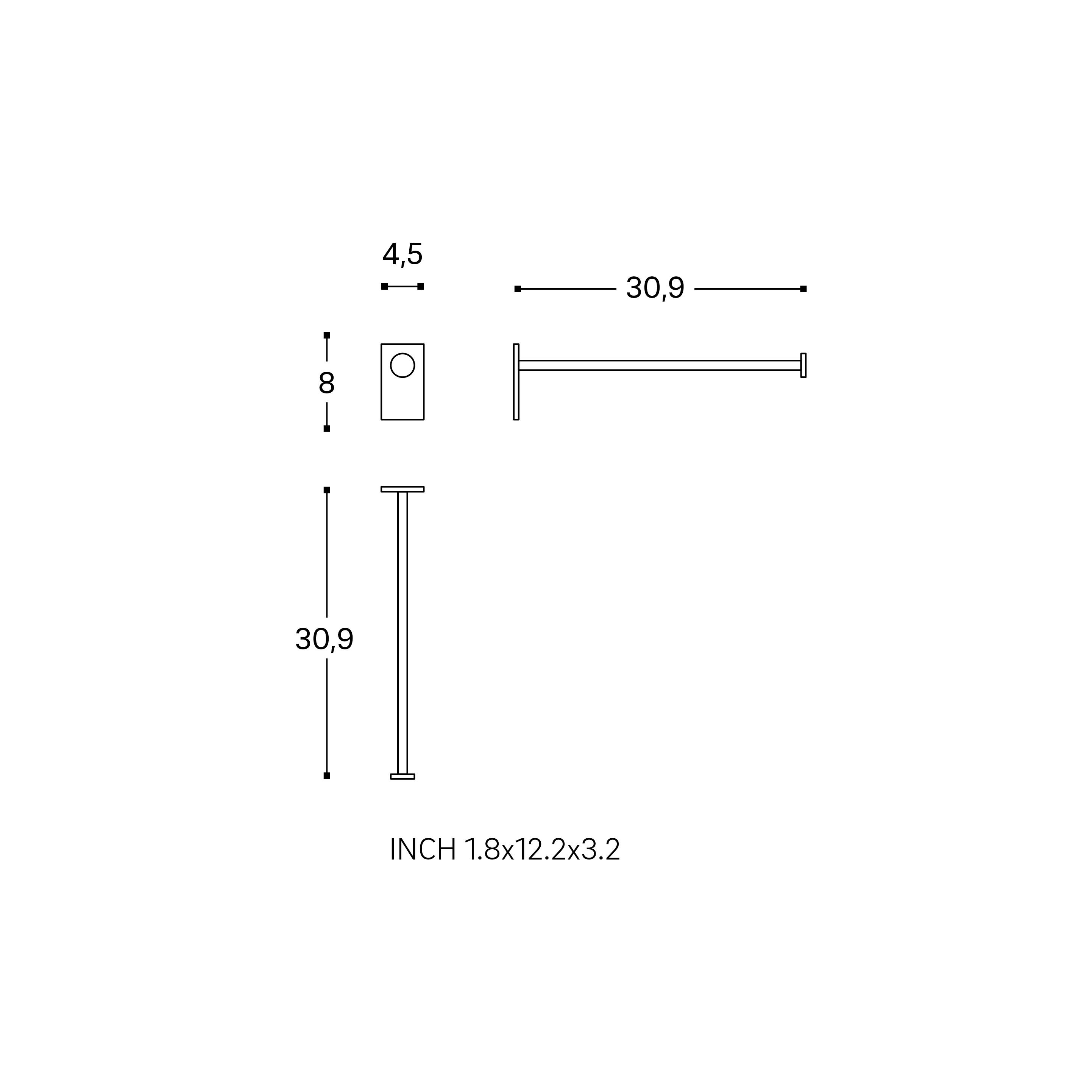 Toallero Stick pintado 4.5x8 cm blanco mate - 2